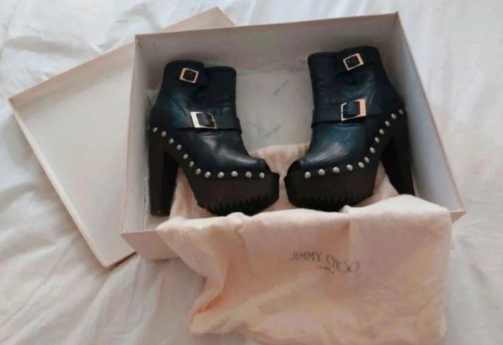 Jimmy Choo Jimmy Choo “Blyss” Studded Leather Peep-Toe Platform Boots Size US 8 / IT 38 - 1 Thumbnail