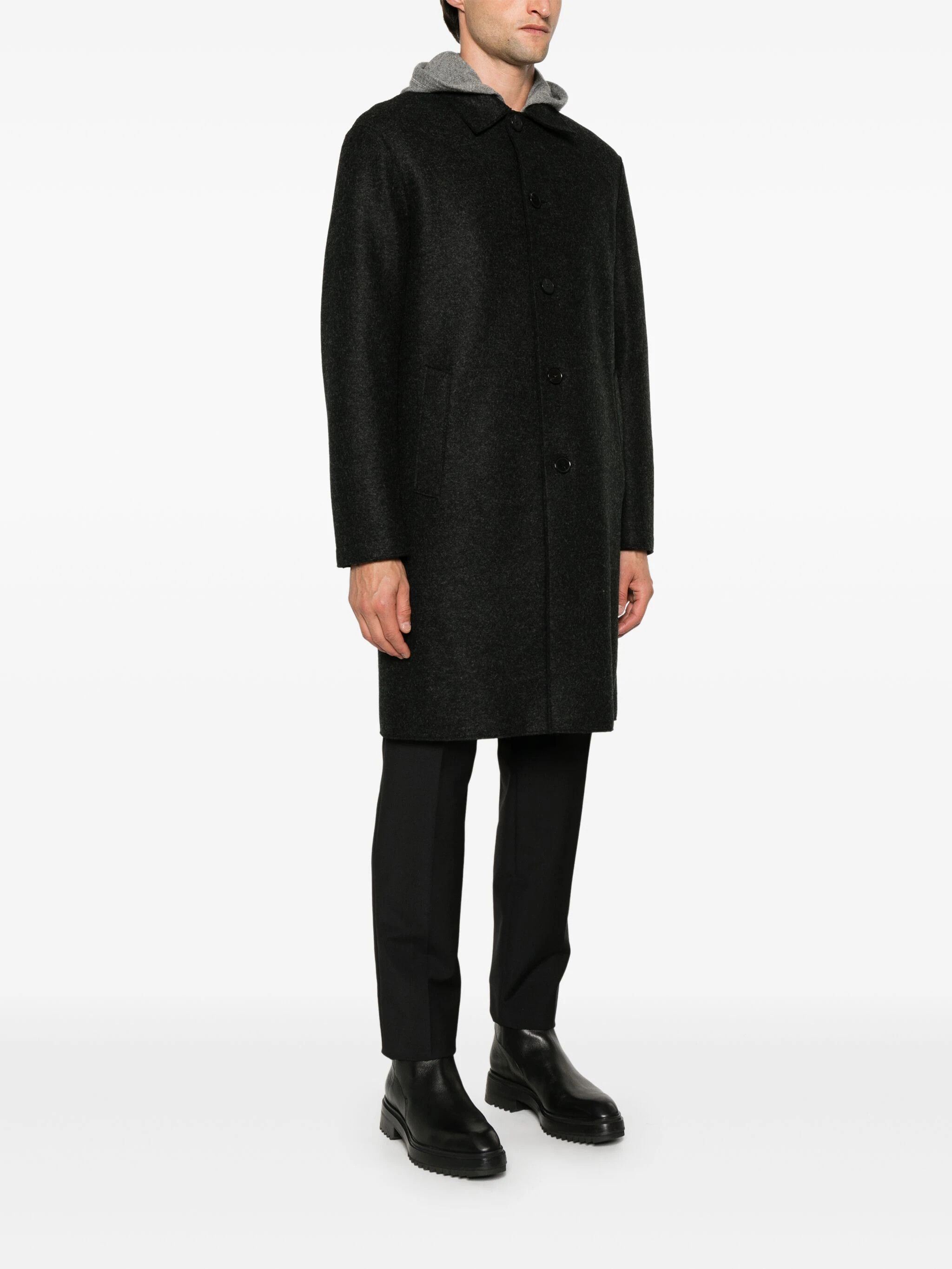 Harris Wharf London o1s22i1n1024 Single-Breasted Pressed Wool Coat in Dark Grey Size US M / EU 48-50 / 2 - 3 Thumbnail