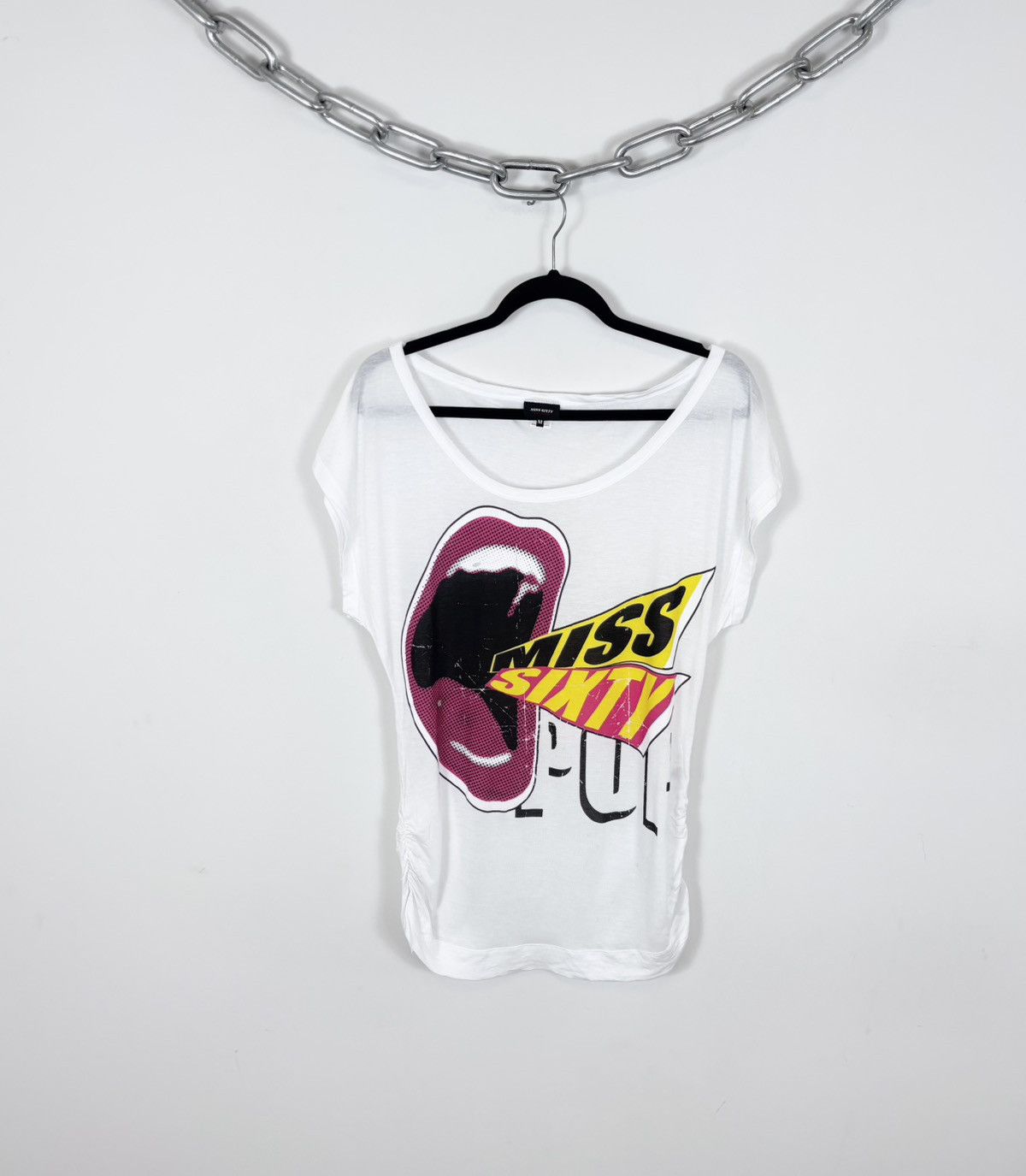 Miss Sixty Vintage Y2K Women’s White Big Logo T-Shirt Tee