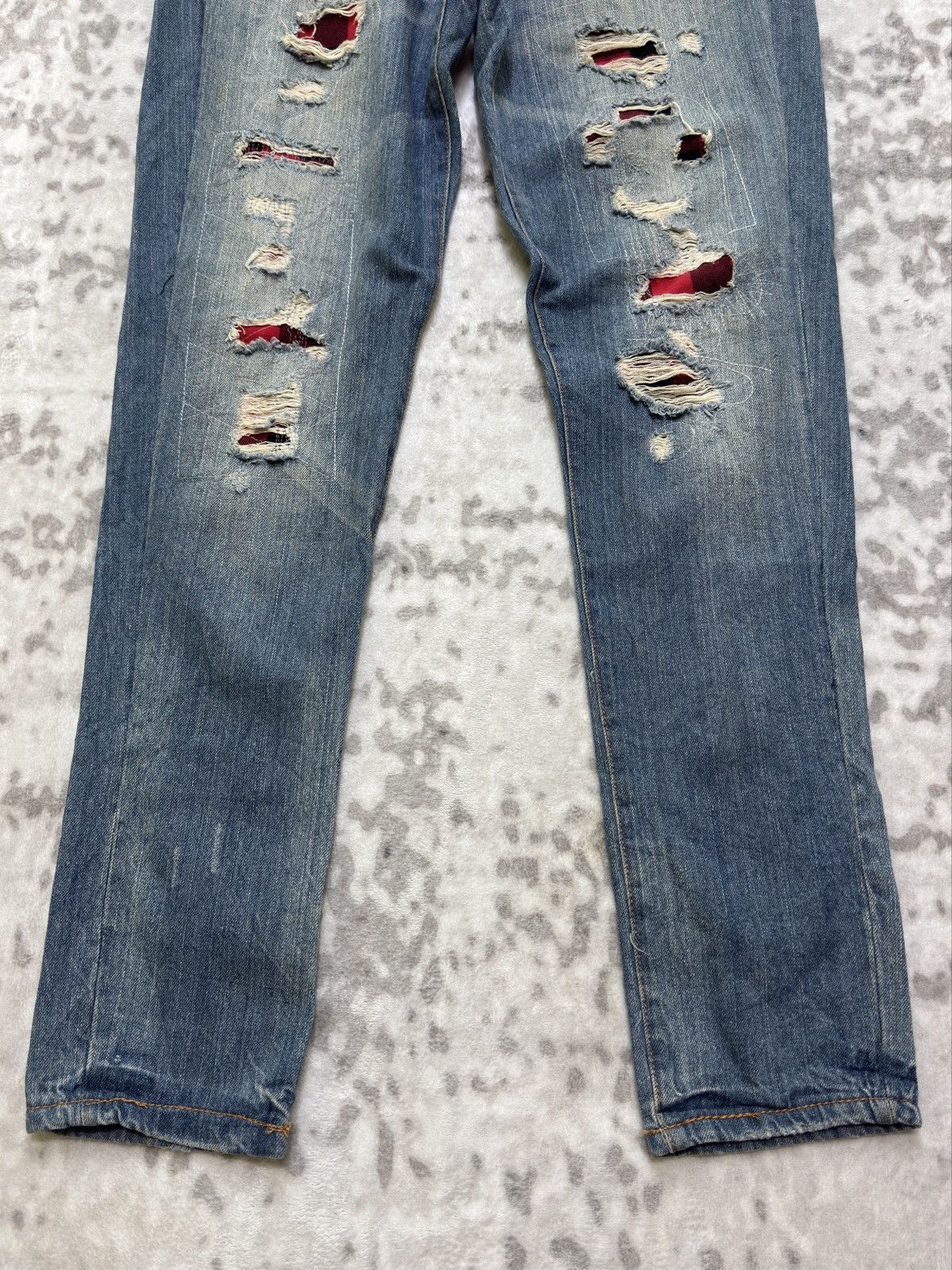 Hysteric Glamour Distressed Plaid Tartans Massino Skinny Fit Denim Jeans Size US 33 - 8 Thumbnail
