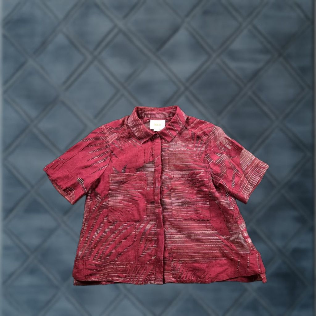 Vintage Maeve Blouse Shirt Womens 0 Red Short Sleeve Button Front Collared Sheer Burnout Casual Size XS / US 0-2 / IT 36-38 - 1 Thumbnail