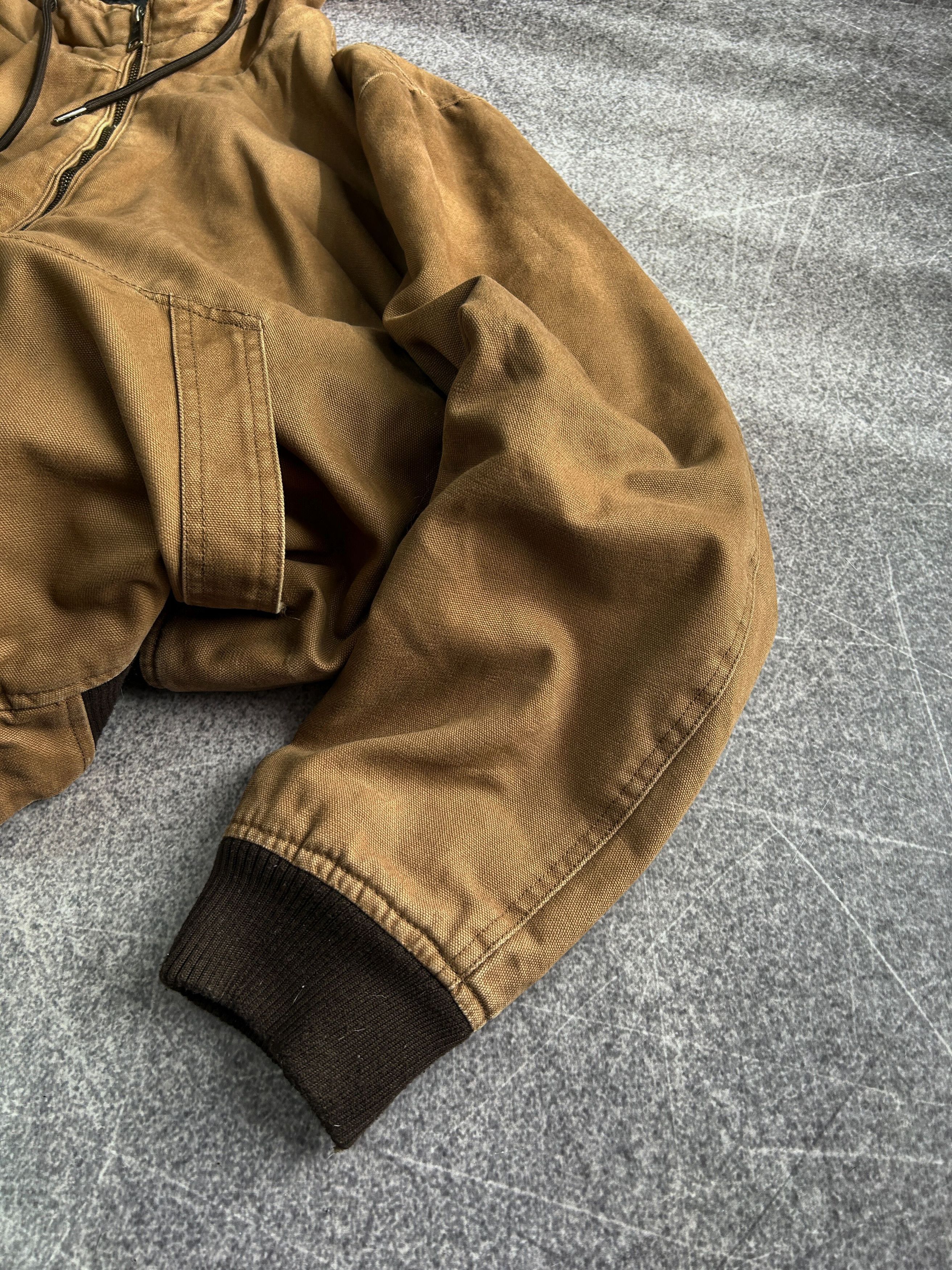 Vintage Canvas Hooded Jacket Workwear Fleece Lined Brown Size US XL / EU 56 / 4 - 5 Thumbnail