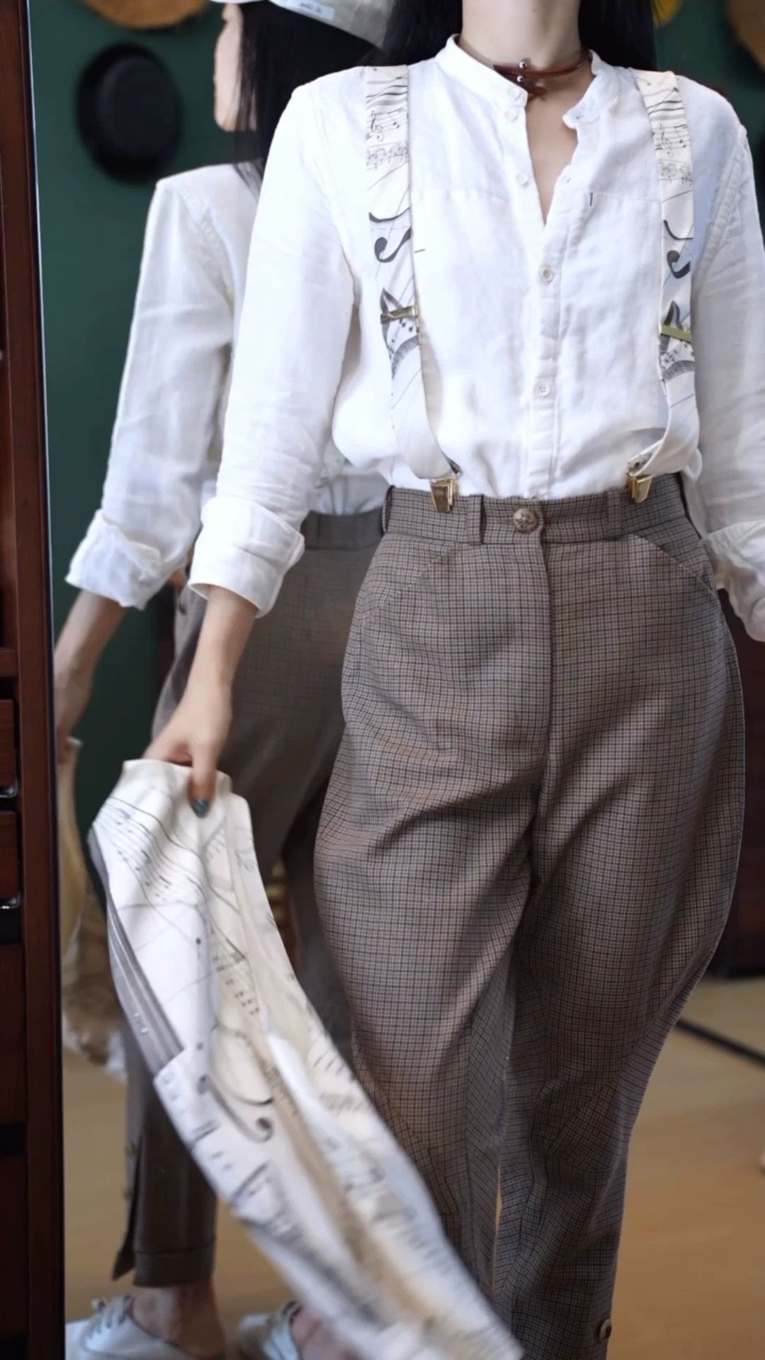 Hermes HERMES Vintage ViolinKing Silk Printed Suspenders Size ONE SIZE - 1 Thumbnail