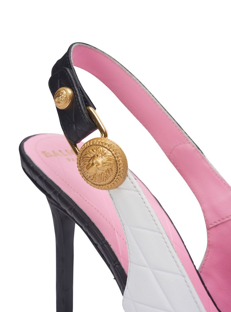 Balmain o1s1wg111225 Pointed-Toe Leather Pumps in Black/White Size US 10 / IT 40 - 5 Thumbnail