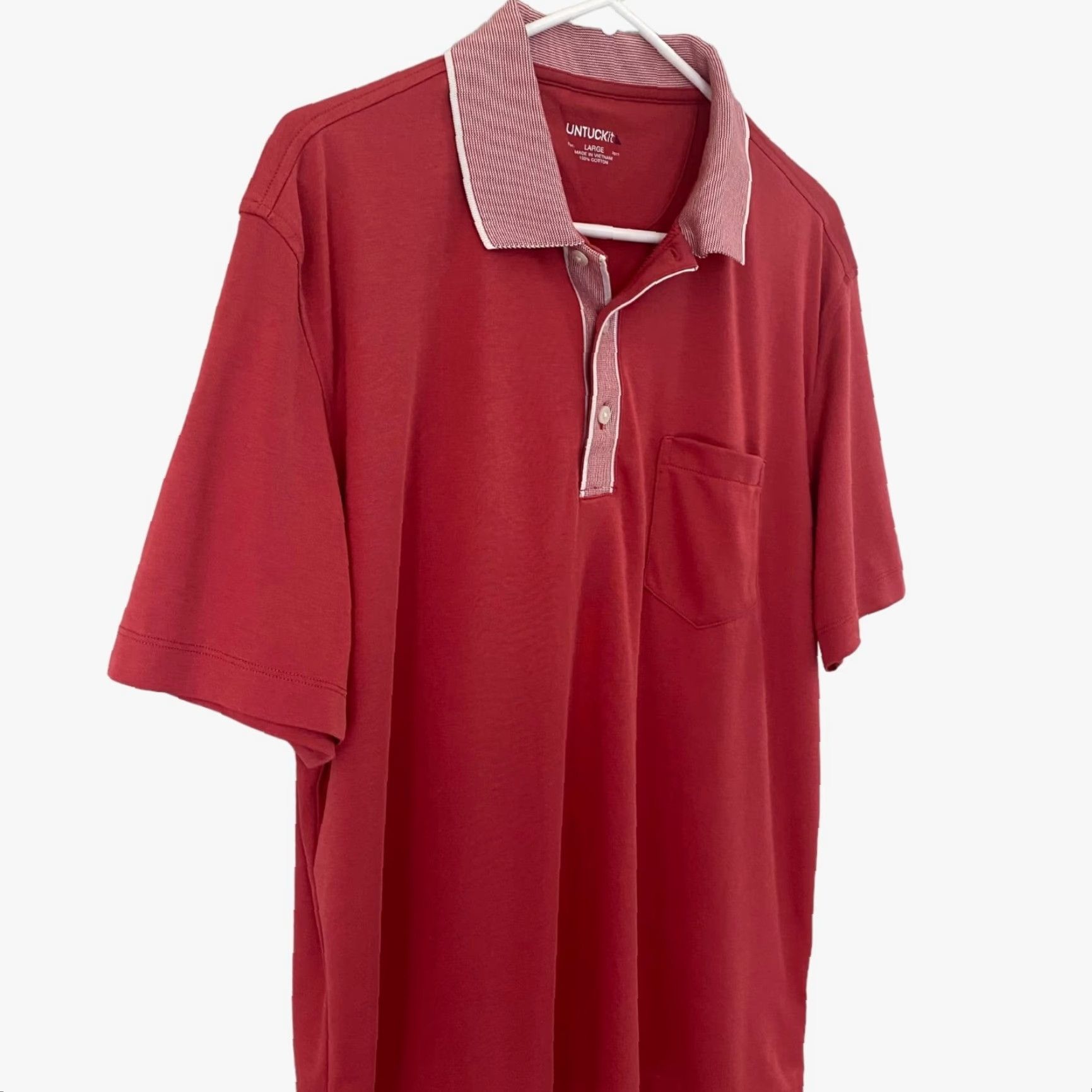 UNTUCKit UNTUCKit Connor Single Pocket Polo Shirt Adult L Red Short-Sleeve Golf Mens Size US L / EU 52-54 / 3 - 4 Thumbnail