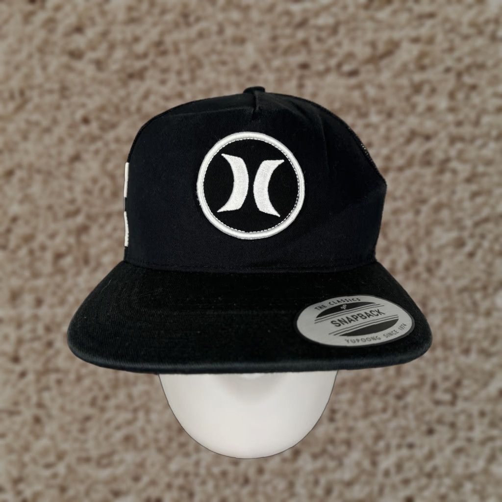 Hurley Hurley Hat Cap Snap Back Adult One Size Black Trucker Cotton Blend Adjustable Men Baseball Cap 90s Beach Brand: Hurley Mens Hats Size ONE SIZE - 1 Thumbnail