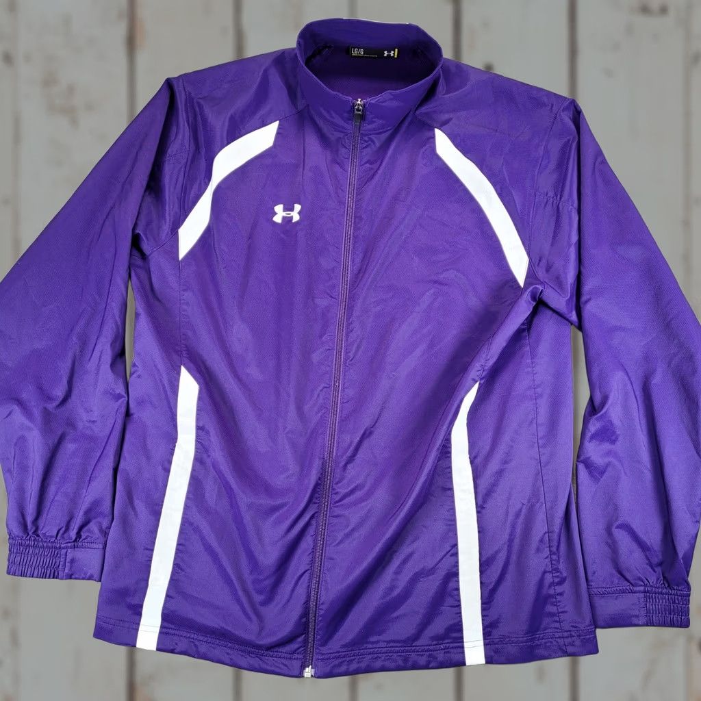 Under Armour Under Armour Track Jacket Purple White Loose Fit Full Zip Women L Size Size L / US 10 / IT 46 - 1 Thumbnail
