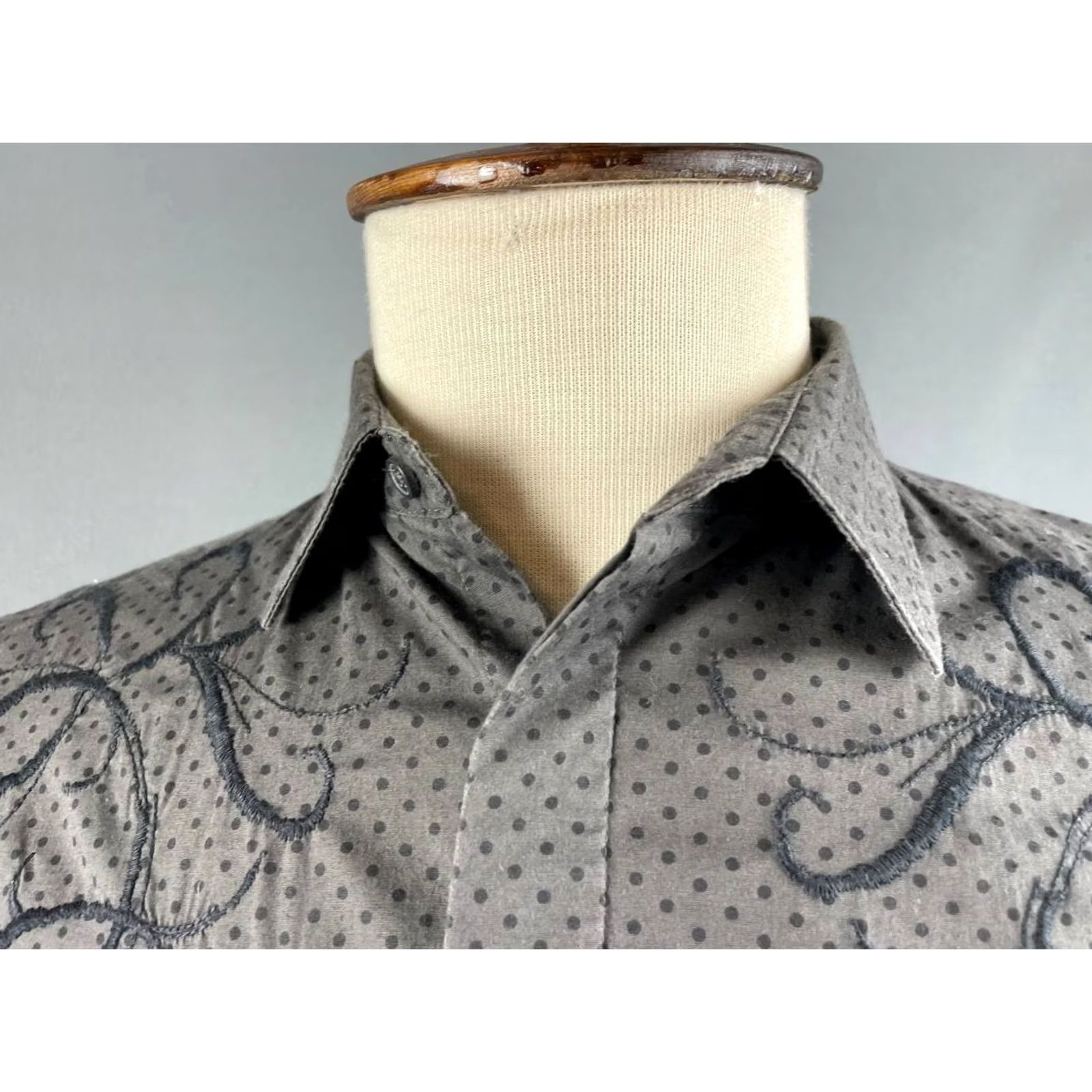 Diesel Diesel Mens Casual Shirt M Gray Cotton Embroidered Long Sleeve Button Up Size US M / EU 48-50 / 2 - 6 Thumbnail