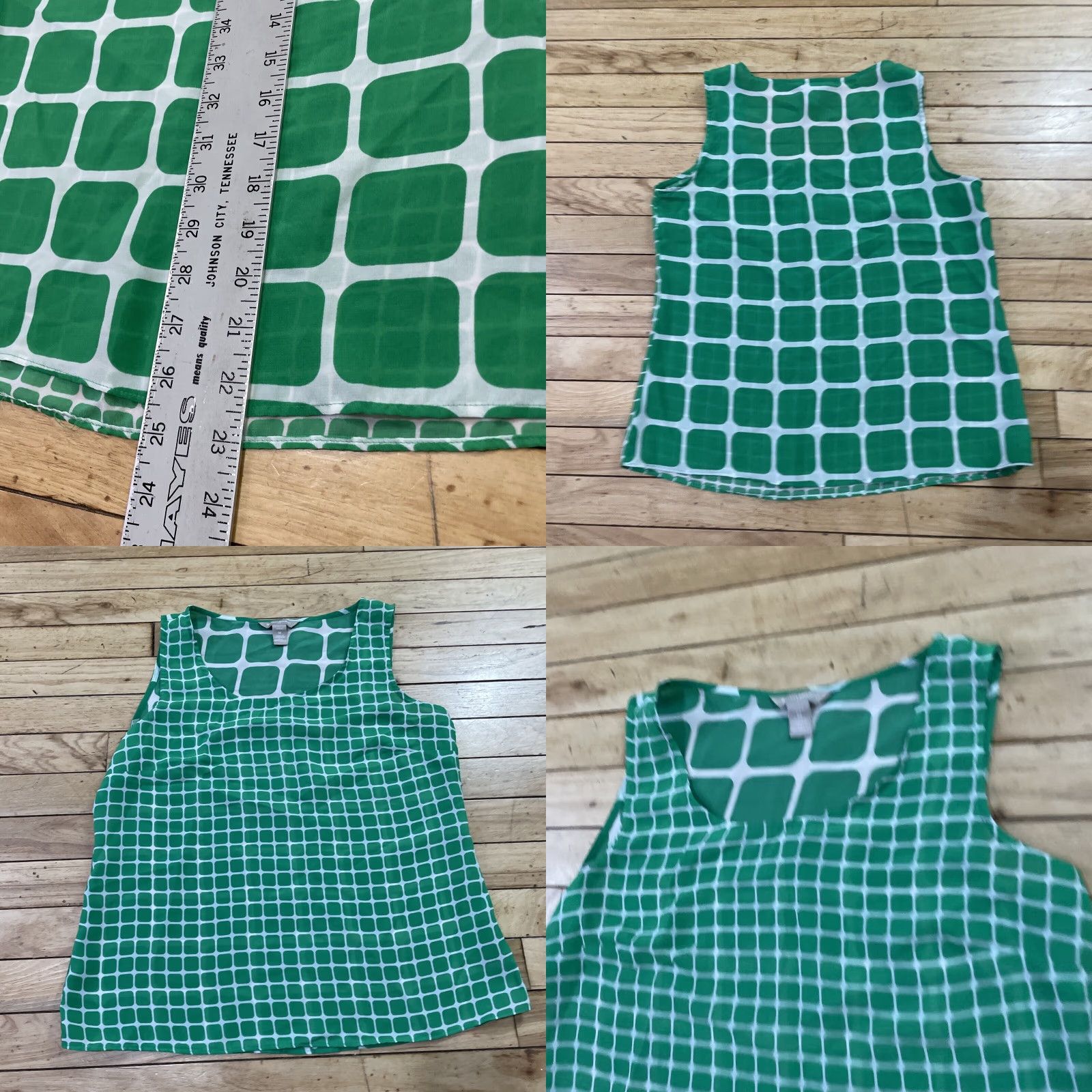 Banana Republic VINTAGE Banana Republic Tank Top Women Petite M Green White Retro 60s Mod Print P M Shirt Womens Size M / US 6-8 / IT 42-44 - 8 Thumbnail