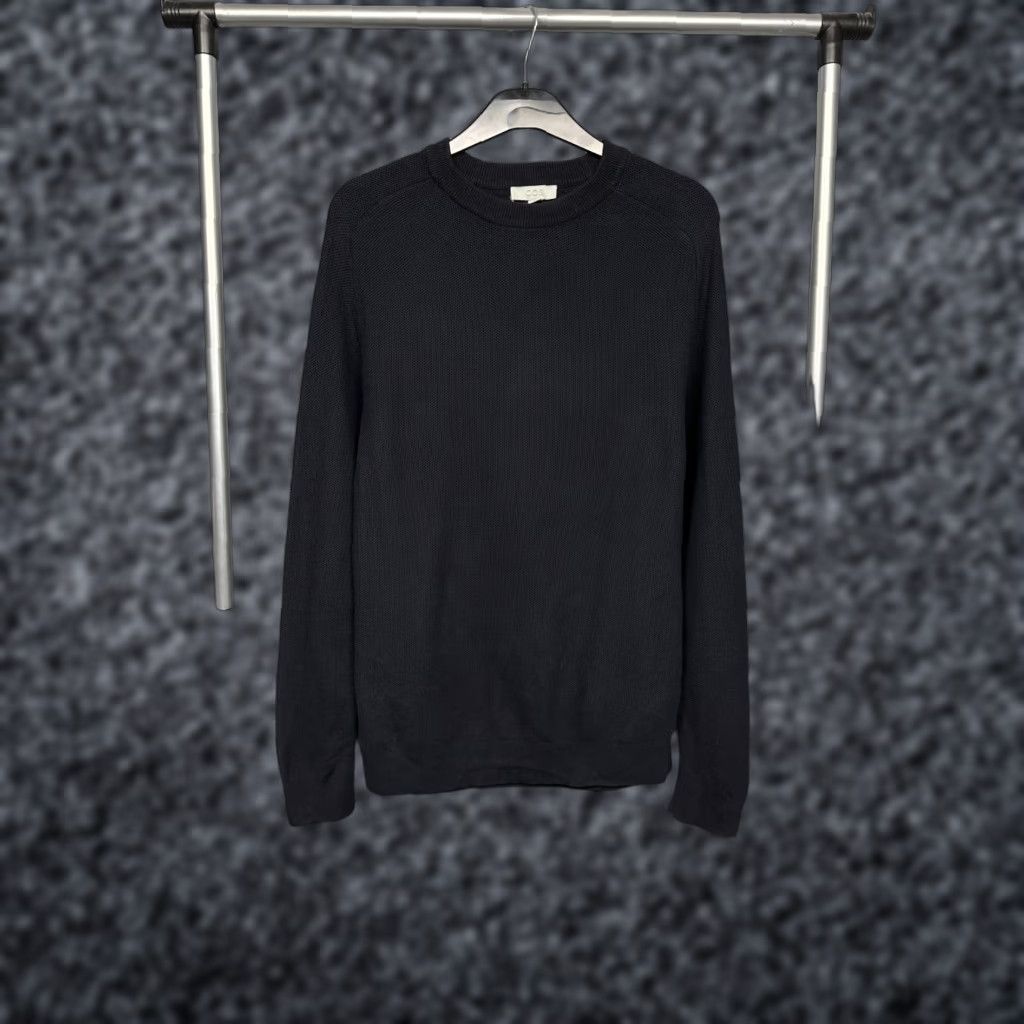Cos COS Mens Crew Neck Sweater M - Blue Cotton, Long Sleeve, Solid Pullover, Regular, Knit Shirt Mens Size US M / EU 48-50 / 2 - 1 Thumbnail