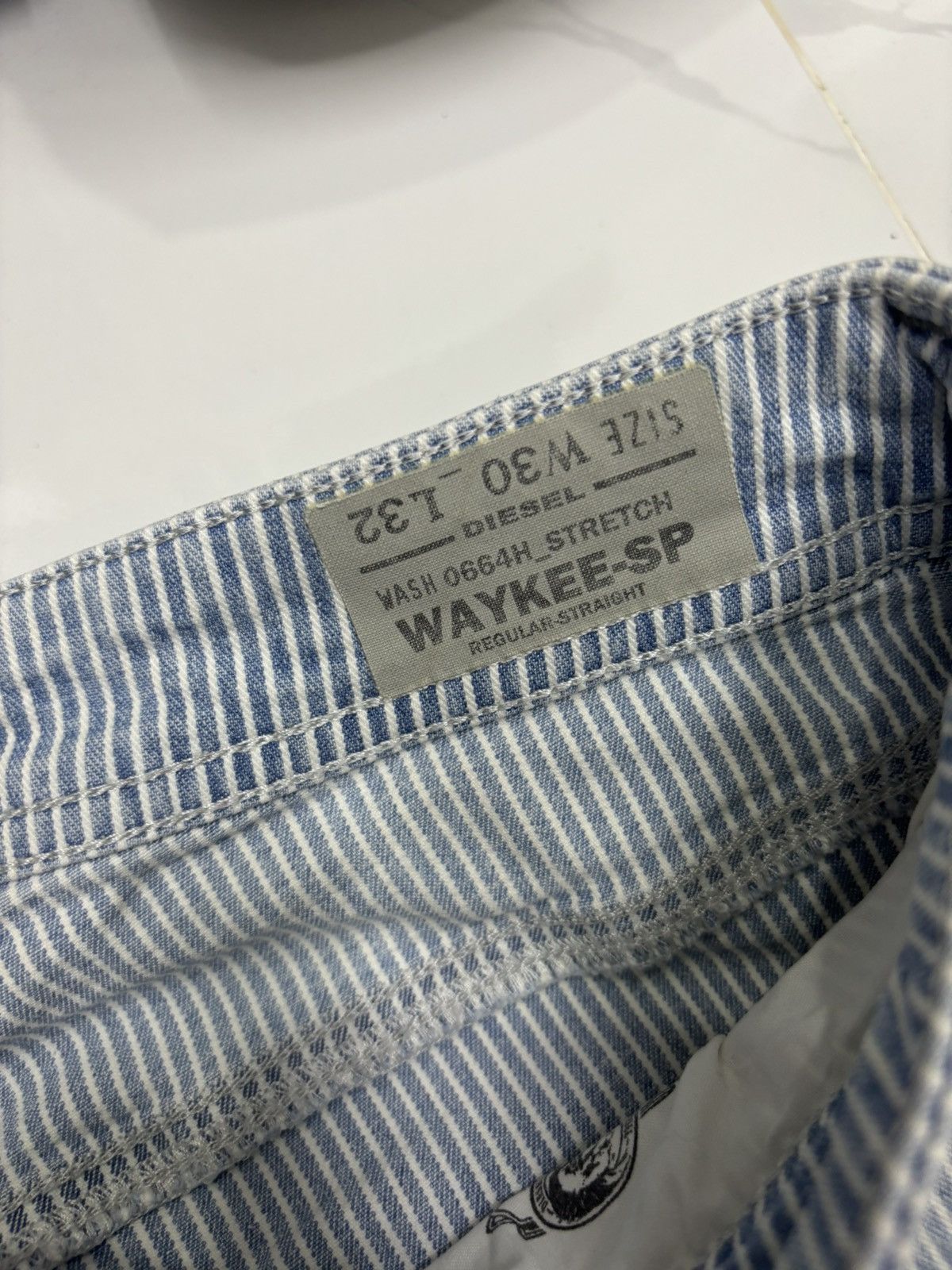 Vintage Diesel Blue Stripe Faded Denim Jeans