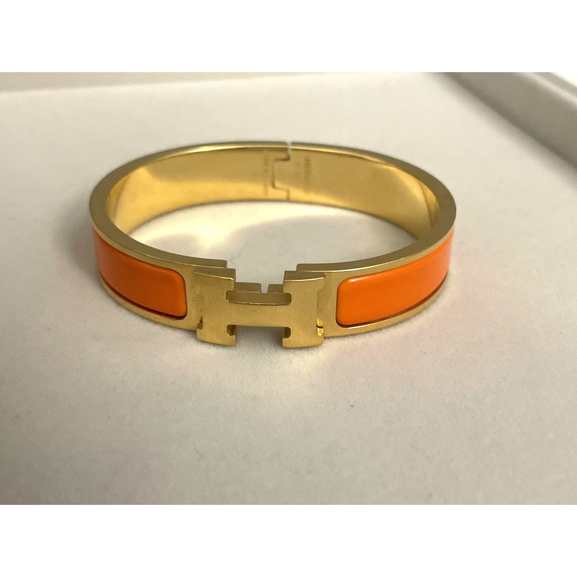 Hermes Hermès Clic H Enamel Bracelet Orange & Gold Plated Womens Size ONE SIZE - 2 Thumbnail