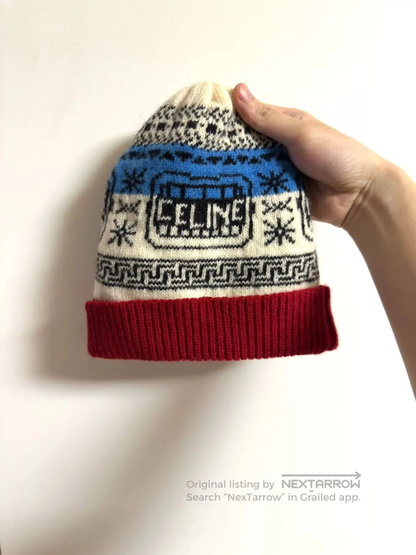 Celine celine logo knitted winter beanie hat. Size ONE SIZE - 2 Thumbnail