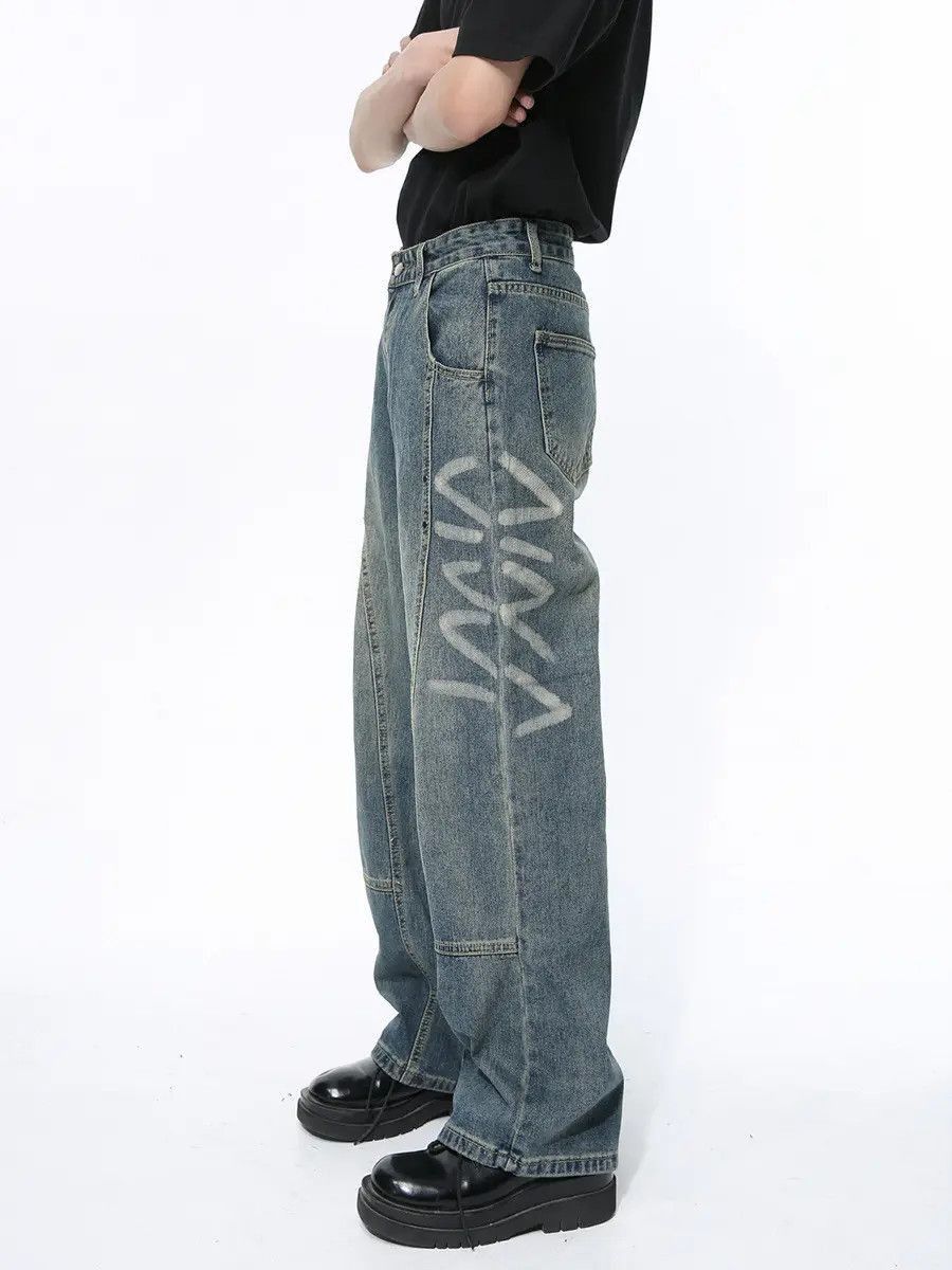 Japanese Brand Retro loose hip-hop straight leg jeans Size US 32 / EU 48 - 2 Thumbnail