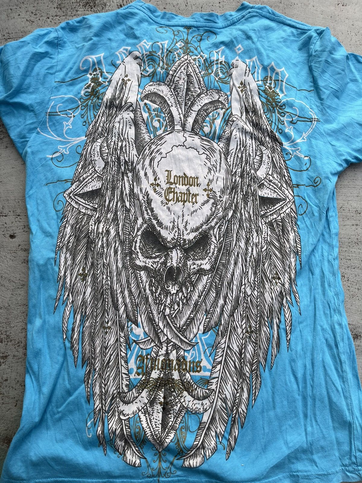 Affliction × Japanese Brand VINTAGE AFFLICATION SKULL TEE Size US M / EU 48-50 / 2 - 6 Thumbnail
