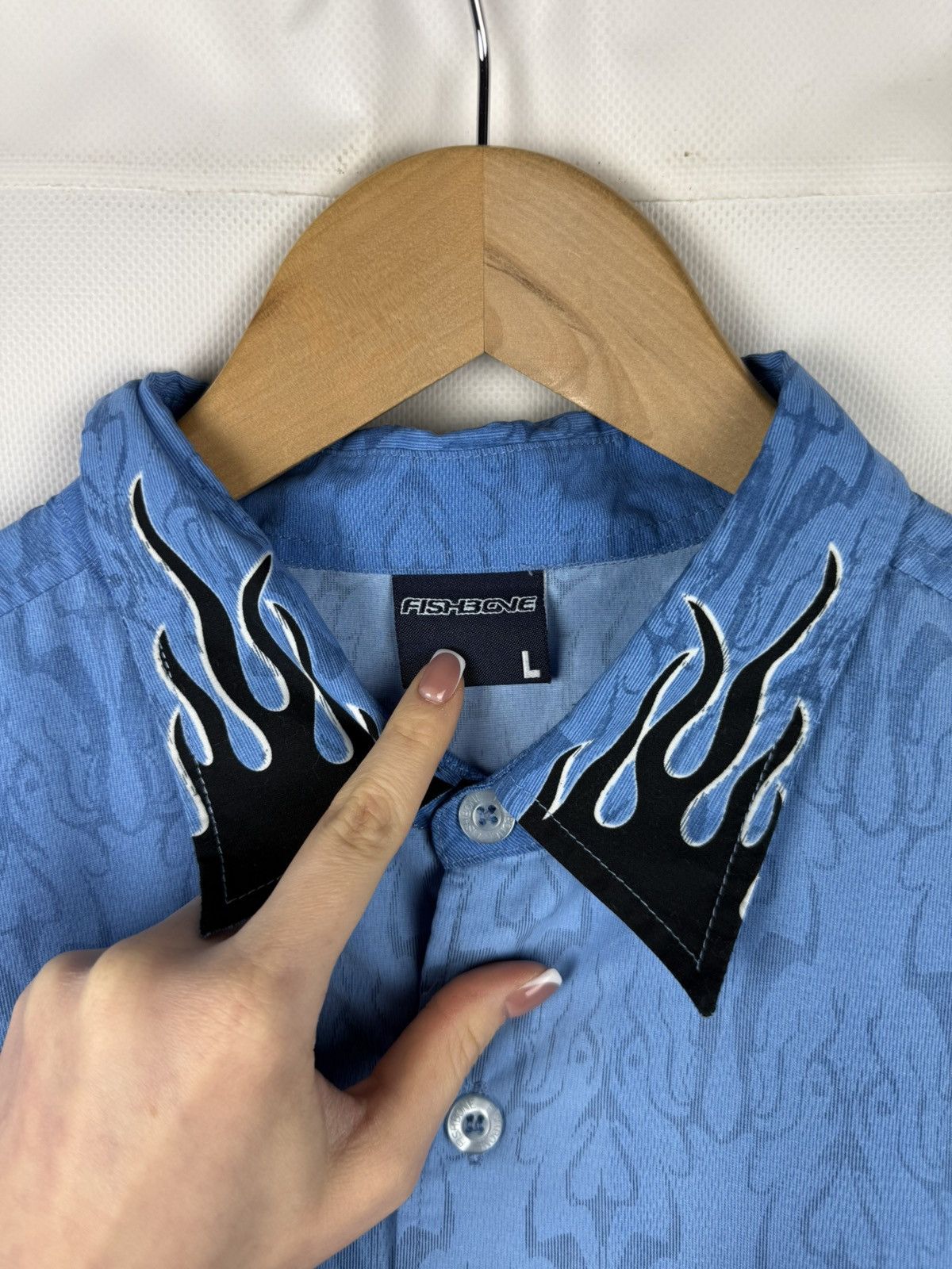 Other Fishbone Tribal Dragon Overprinted Y2K Crazy Button Up Shirt Size US L / EU 52-54 / 3 - 9 Thumbnail