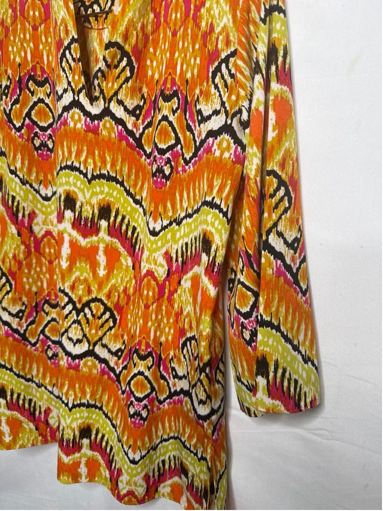 Modern Notoriety NWOT Natori kimono vibrant pattern 3/4 sleeve blouse top Sm Size S / US 4 / IT 40 - 3 Thumbnail