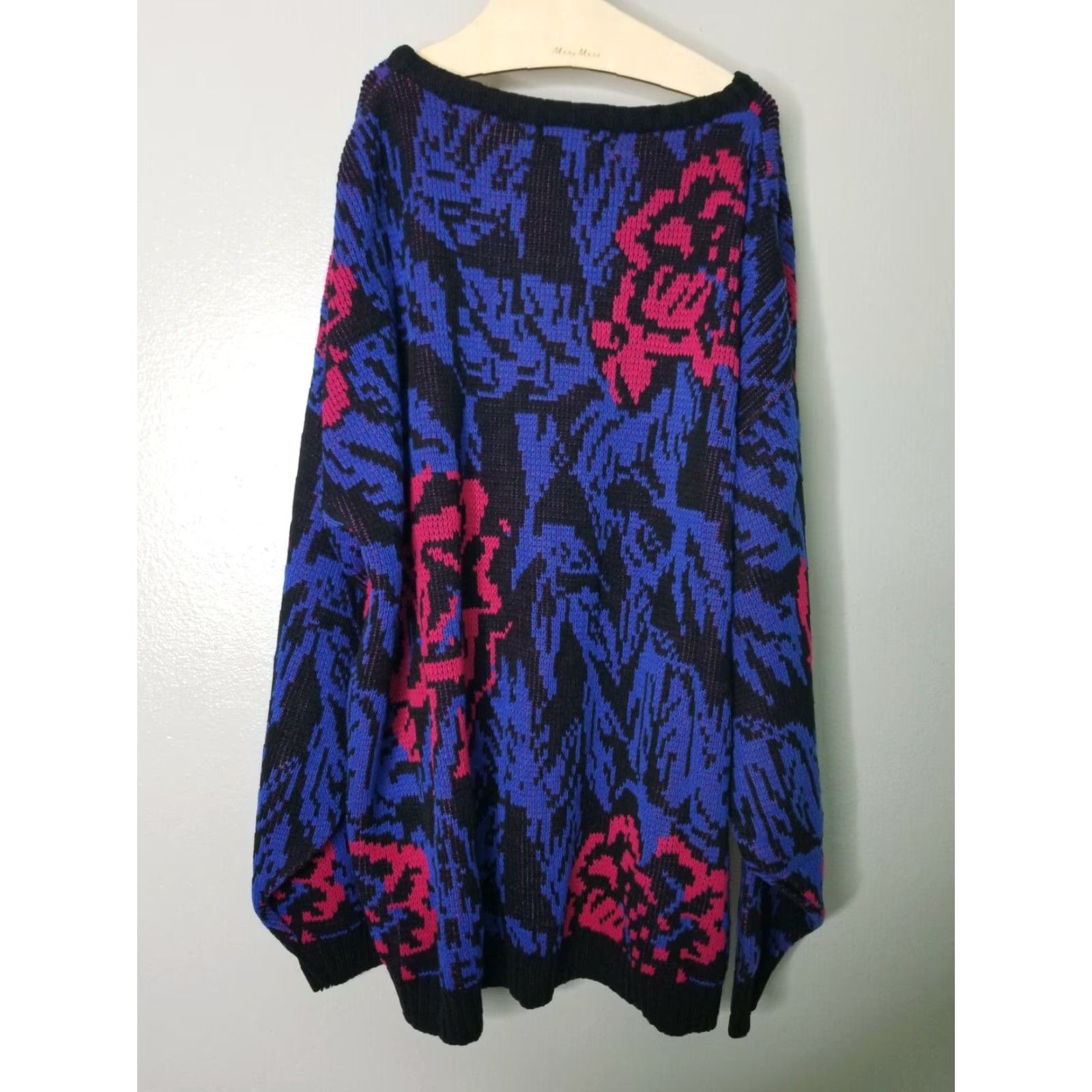 Vintage VINTAGE 80s 90s Jamie Scott Womens L Geometric Knit Pullover Sweater Black Size L / US 10 / IT 46 - 2 Thumbnail