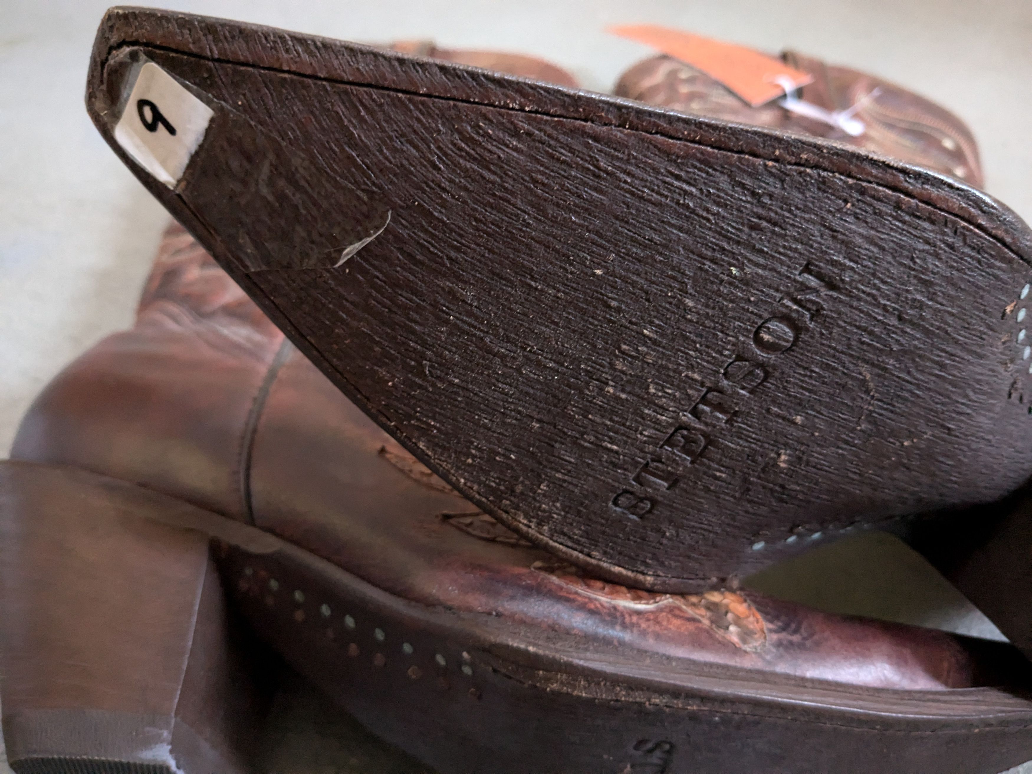 Genuine Leather × Vintage Stetson Cowboy Boots Brown Python Women 9 Snakeskin Size US 9 / EU 42 - 17 Thumbnail