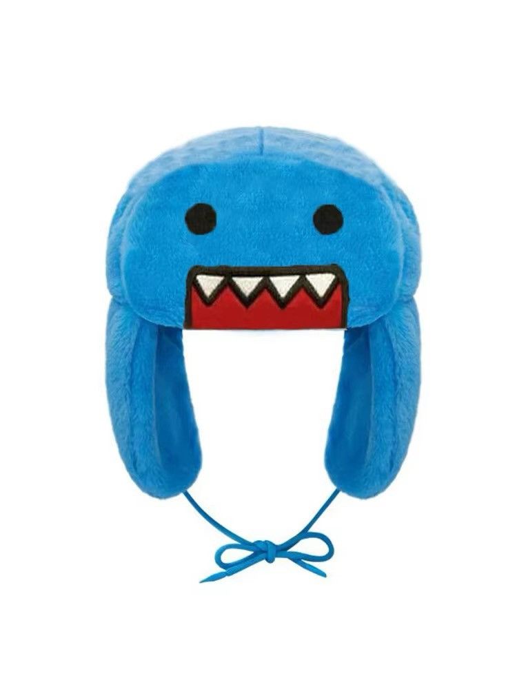 Y2K Cartoon Anime Domo Kun Hat Black Ushanka Cute Winter Hat