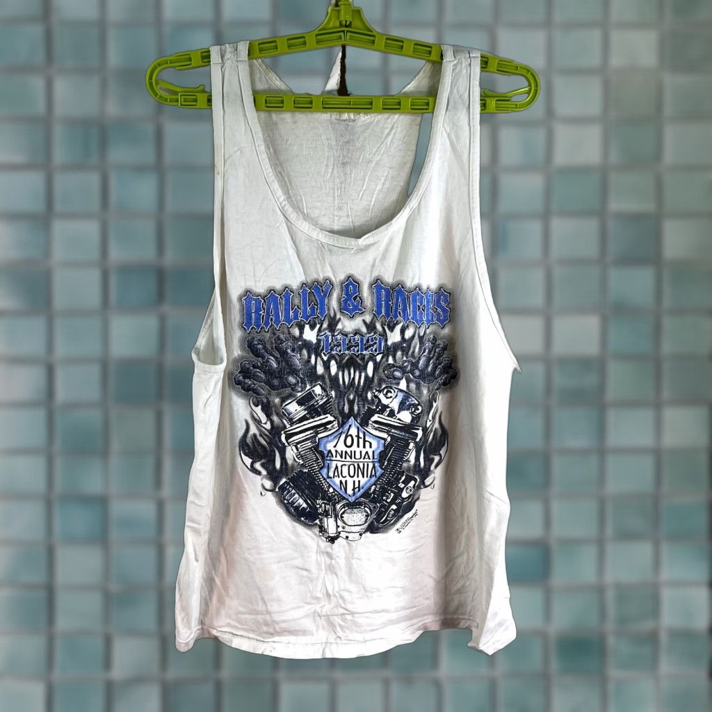 Vintage VINTAGE 5 Seconds of Summer Motorcycle Tank Top Mens Size M White 1999 Graphic Print Races Laconia NH Size US M / EU 48-50 / 2 - 1 Thumbnail