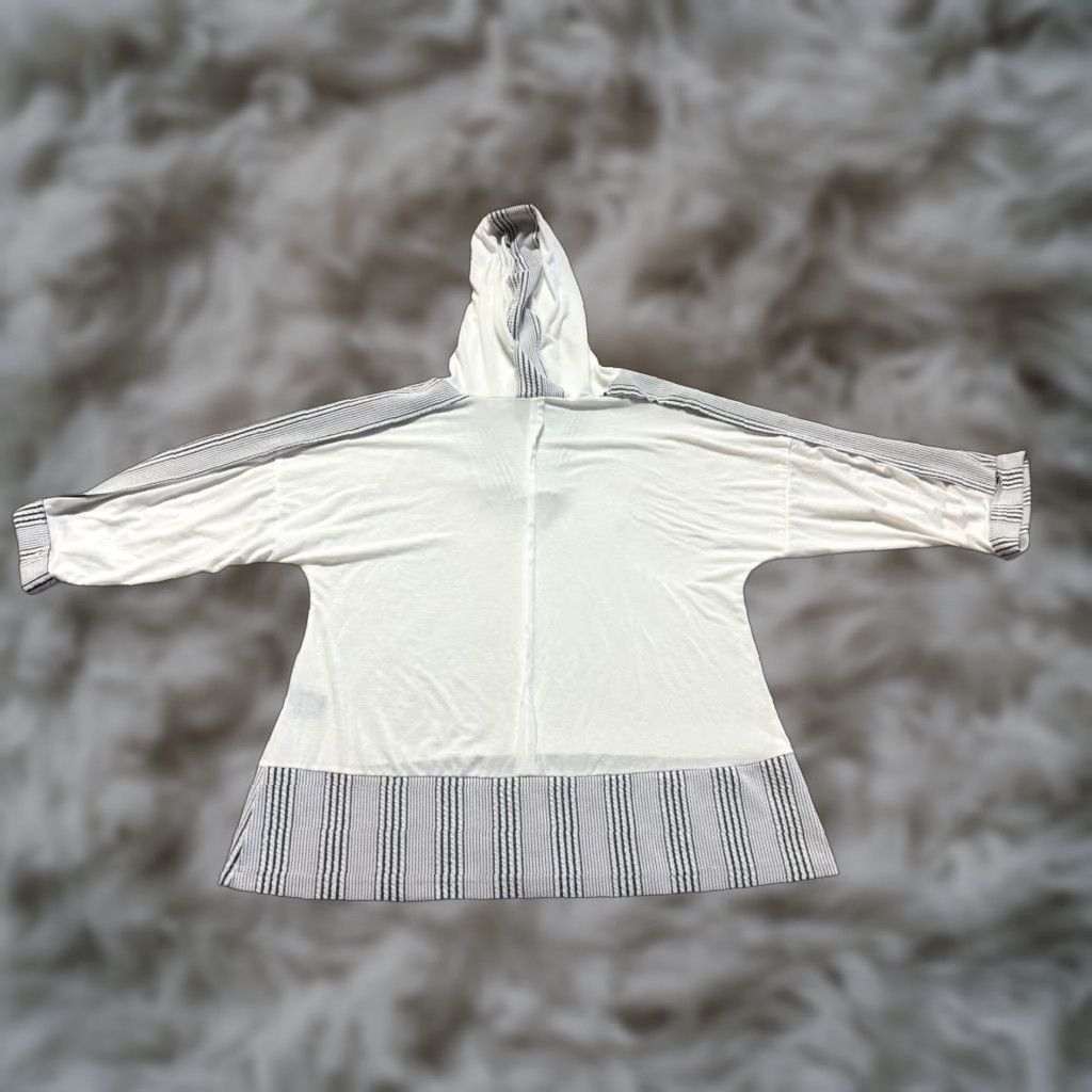 Vintage POL Striped Lightweight Hoodie Pullover Shirt Womens Small White Black Long Sleeve Pullover Activewear USD Size S / US 4 / IT 40 - 1 Thumbnail