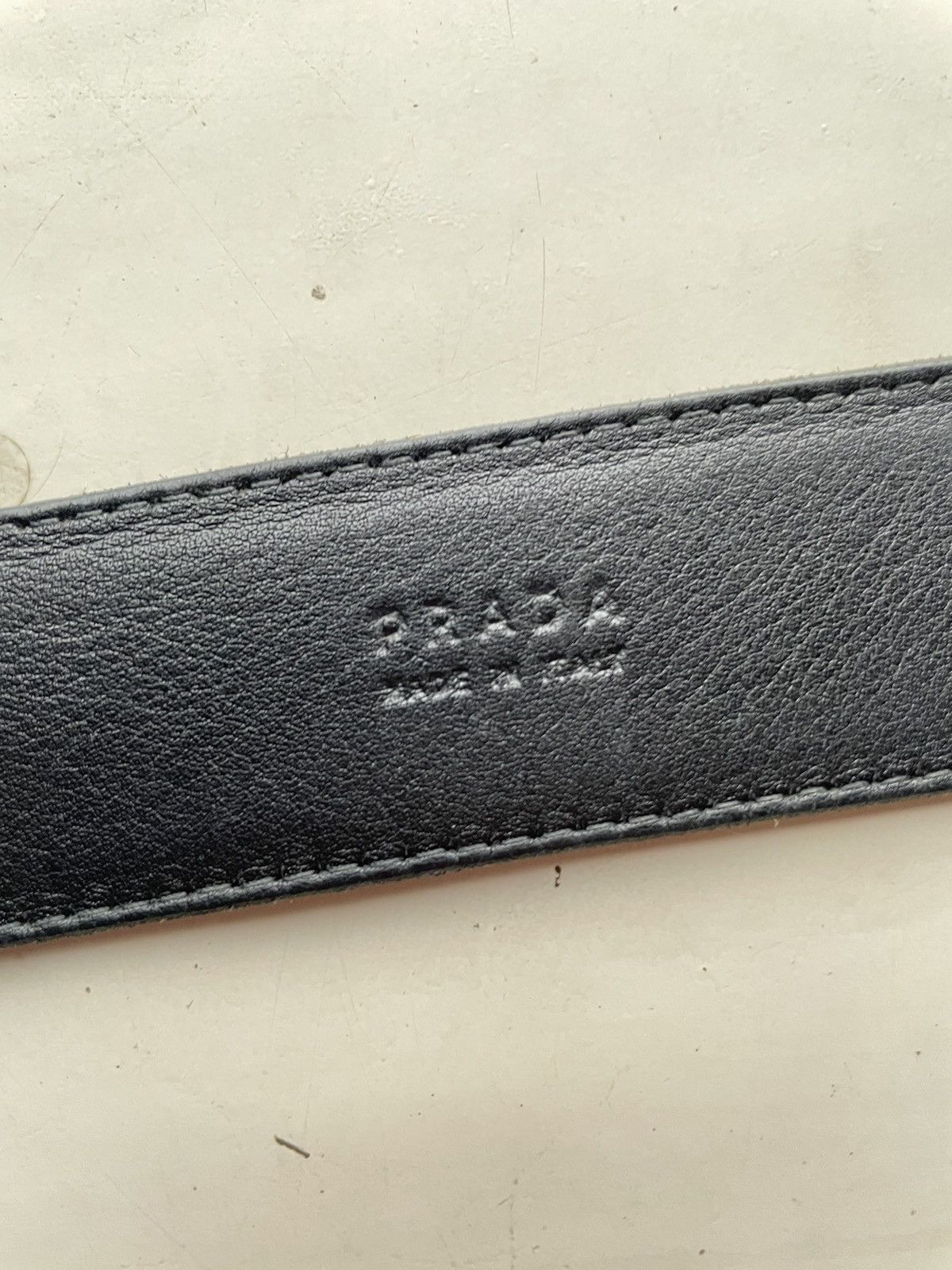 Prada PRADA BIG LOGO PATENT LEATHER OVAL BUCKLE BELT MID2000 Size 34 - 3 Thumbnail