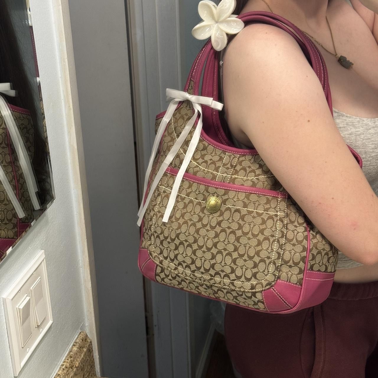 Coach Y2K Coach Monogramed Ergo with Pink Leather Size ONE SIZE - 8 Thumbnail