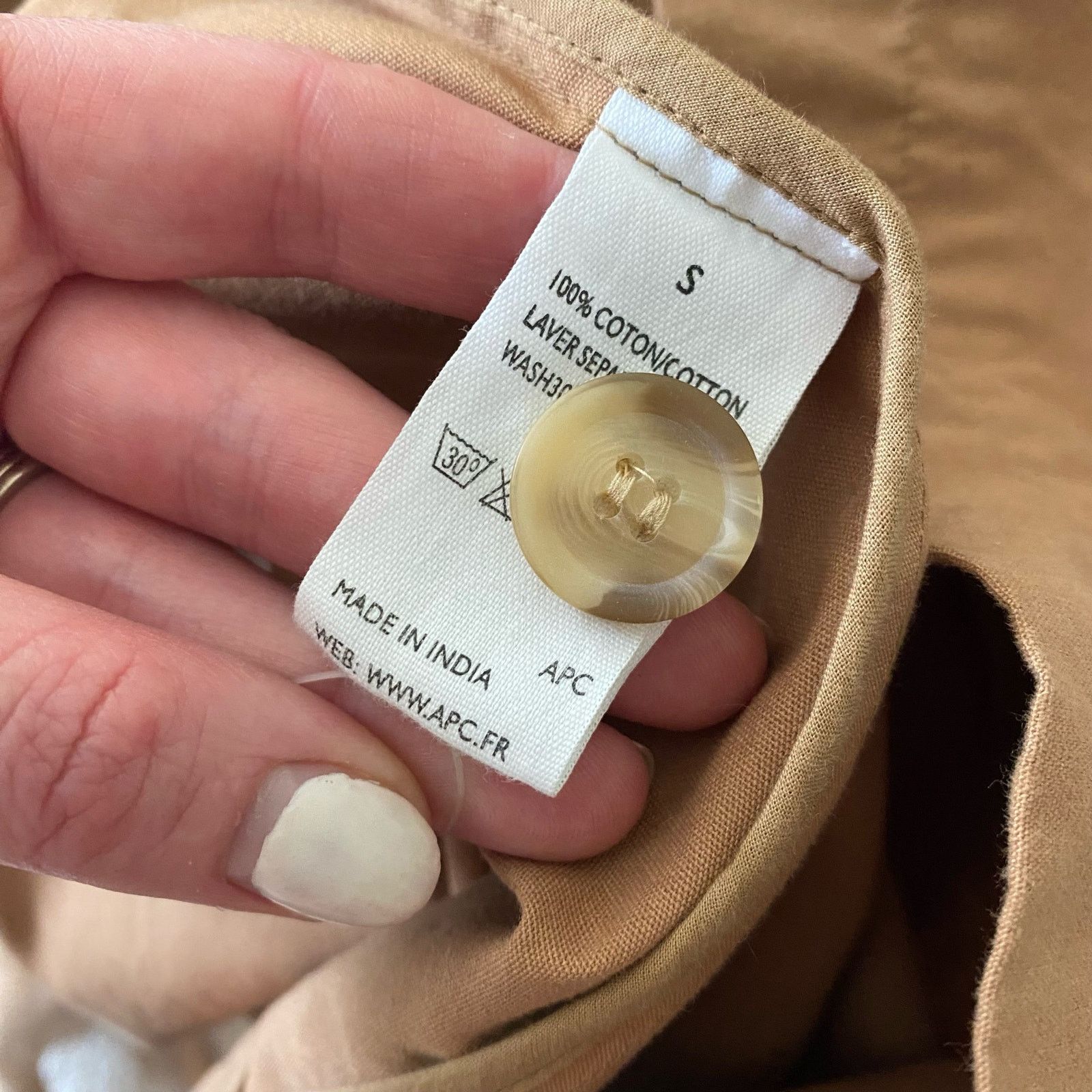 Other A.P.C. MADRAS Collared Button Up Cape Poncho Shirt Tan Size S / US 4 / IT 40 - 8 Thumbnail