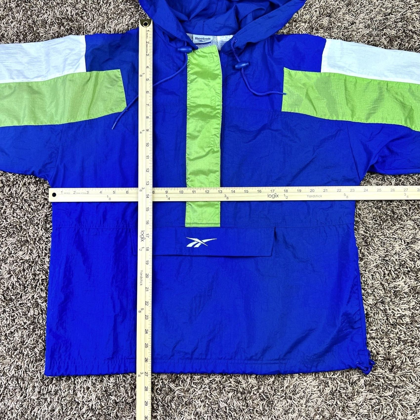 Reebok VINTAGE Reebok Embroidered Hoodie Track Jacket Windbreaker Jacket Mens M Blue 90s Vintage Windbreaker Lightweight Pockets Hooded Zip Pockets Size US M / EU 48-50 / 2 - 7 Thumbnail