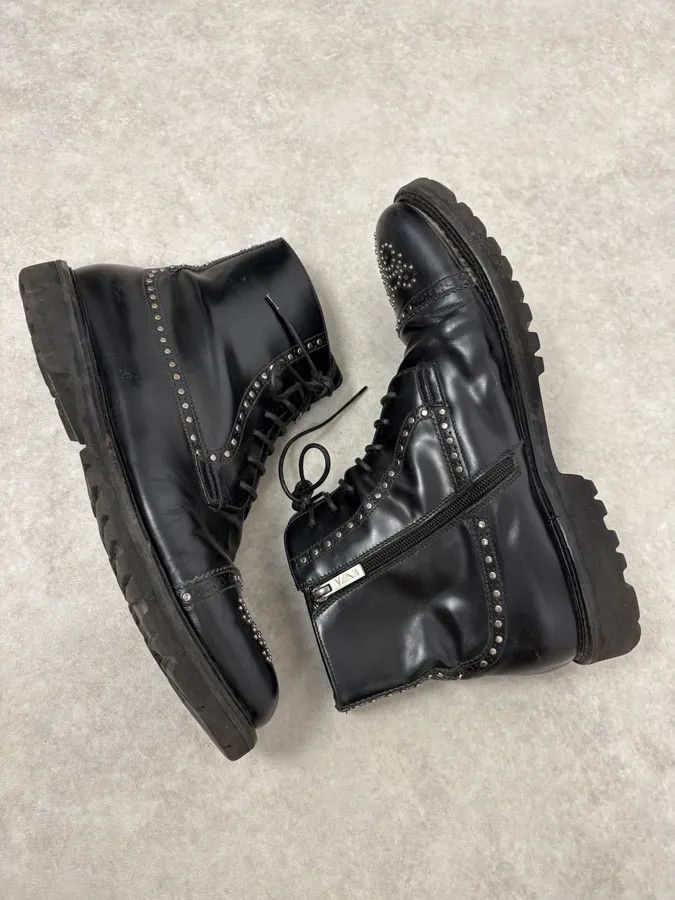 Emporio Armani 2000s Emporio Armani Studded Black Leather Boots Size US 12 / EU 45 - 6 Thumbnail