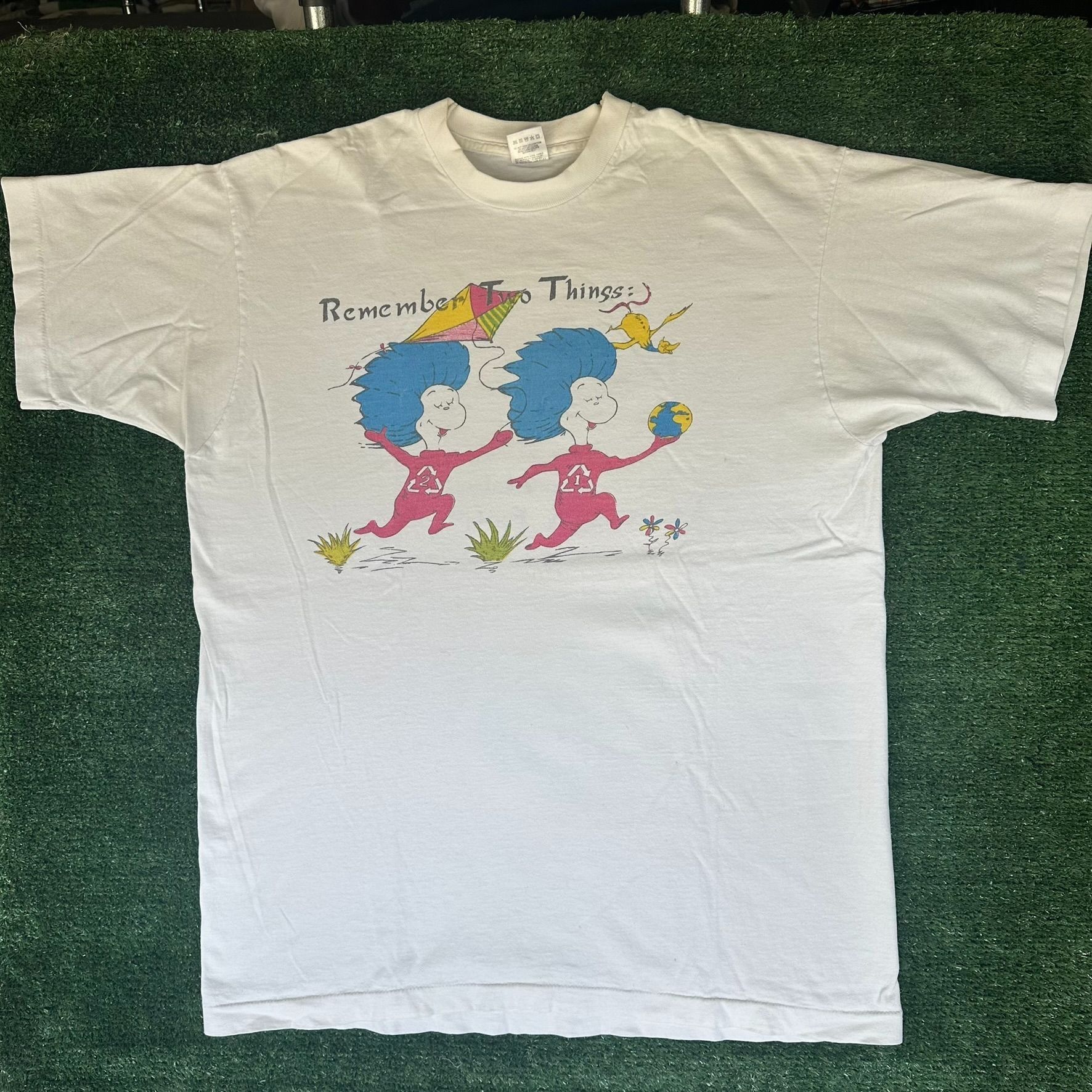 Fruit Of The Loom Vintage 90s Dr. Seuss Two Things Environmental T-Shirt Earth Size US XL / EU 56 / 4 - 5 Thumbnail