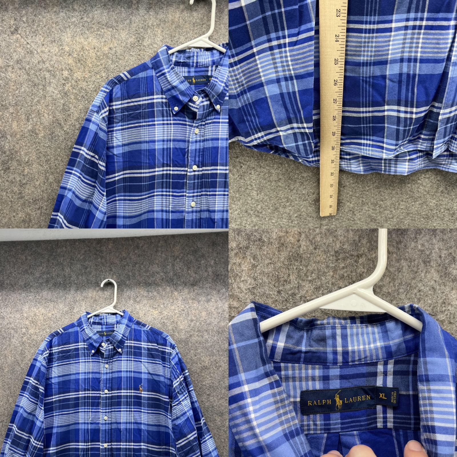 Ralph Lauren VINTAGE Ralph Lauren Shirt Men XL Blue Plaid Button-Down Preppy Pony vtg Size US XL / EU 56 / 4 - 8 Thumbnail