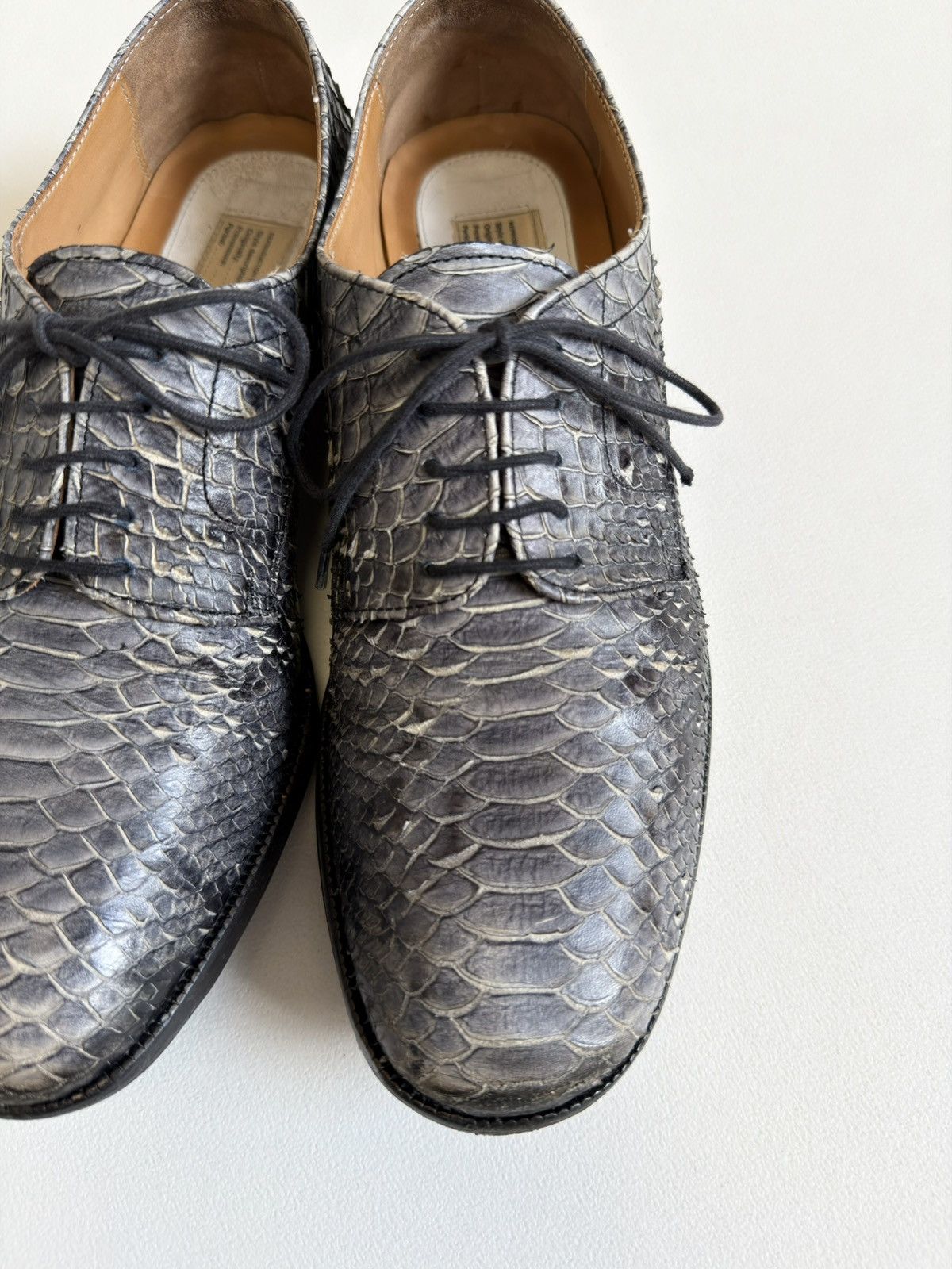 Maison Margiela Gray Snakeskin Lace Up Leather Shoes Size US 7 / IT 37 - 11 Thumbnail