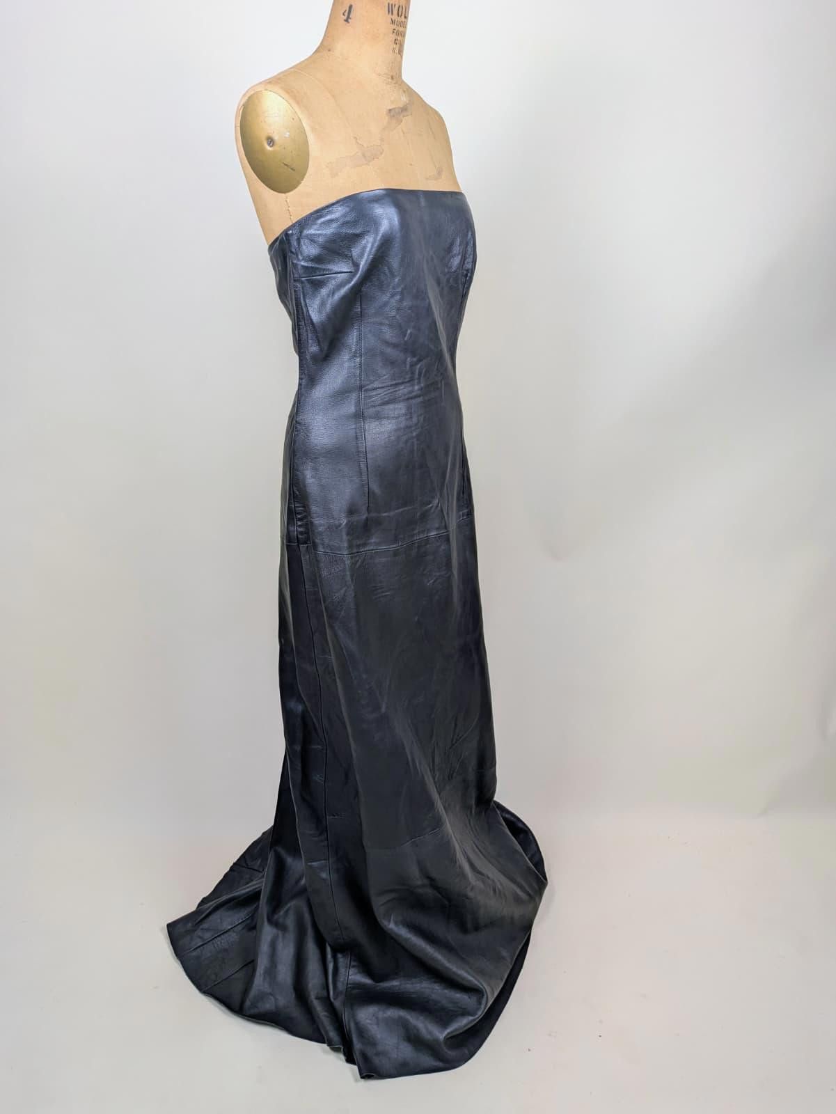 Takahiromiyashita The Soloist. 1990's/2000's strapless black leather maxi dress Size M / US 6-8 / IT 42-44 - 1 Thumbnail