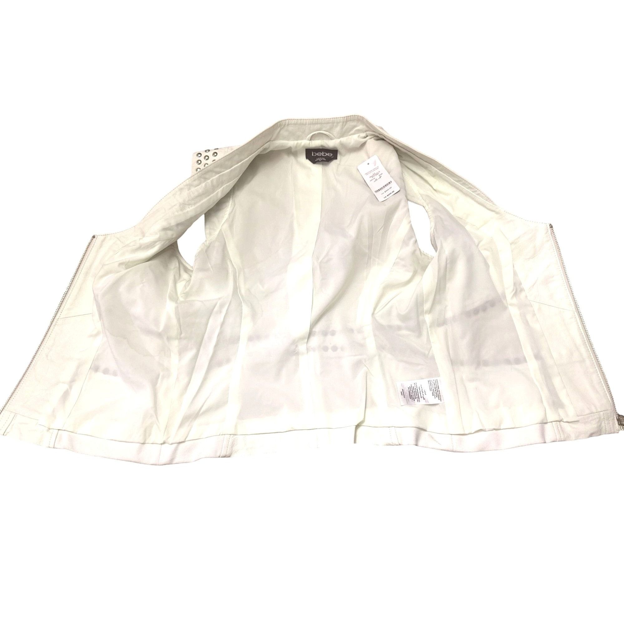Bebe Bebe Small White Danica Studded Leather Zip Vest Y2K Moto Gl Size S / US 4 / IT 40 - 6 Thumbnail