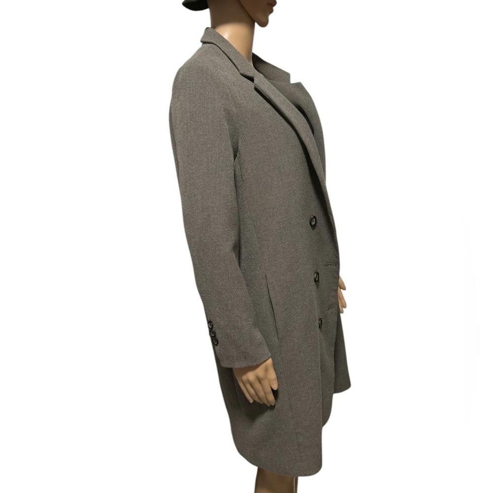 Designer Grey Double-breasted Longline Coat Size M / US 6-8 / IT 42-44 - 4 Thumbnail