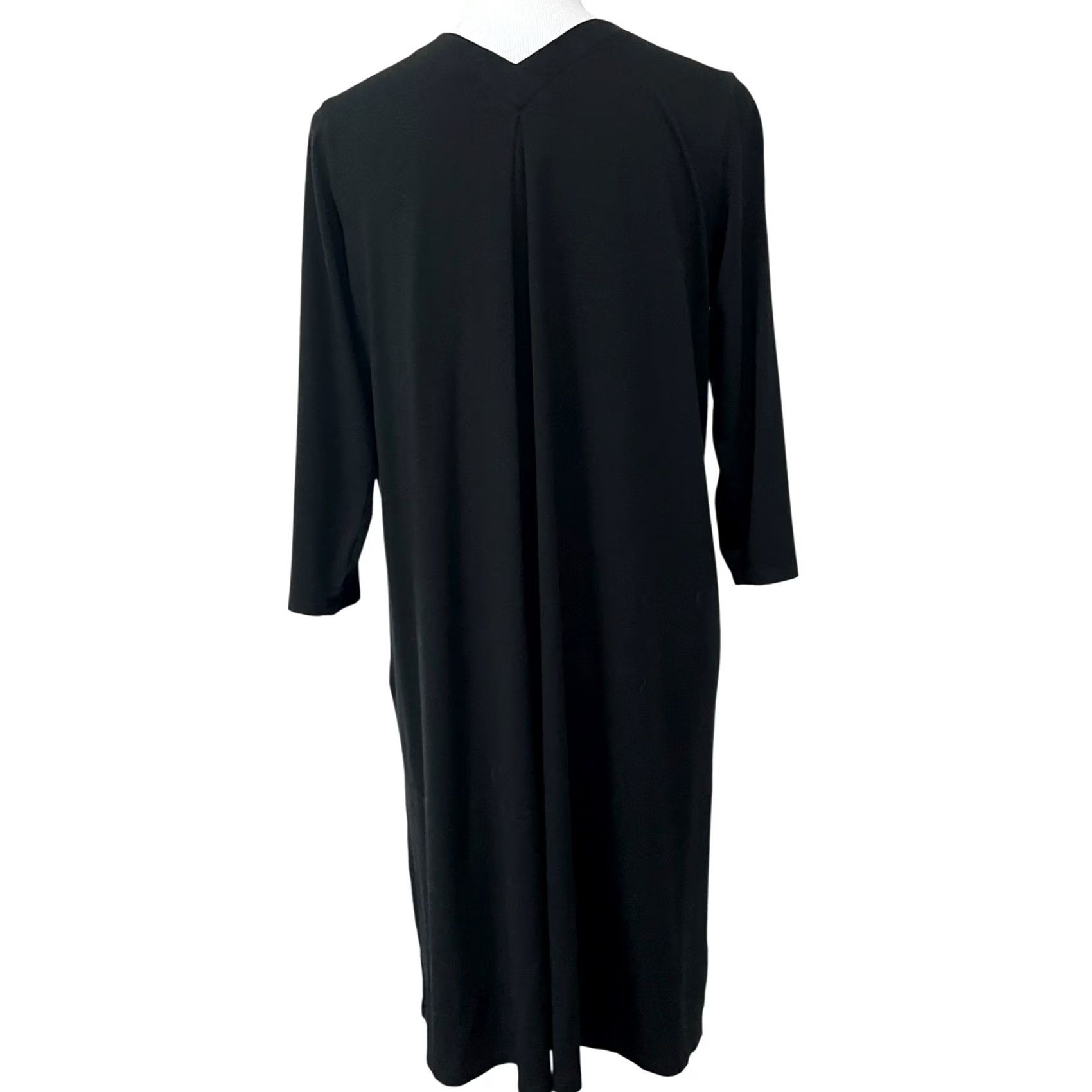 J. Jill J. Jill Wearever Dress V-Neck 3/4 Sleeve Black Women’s Size S Casual Pockets Size S / US 4 / IT 40 - 5 Thumbnail
