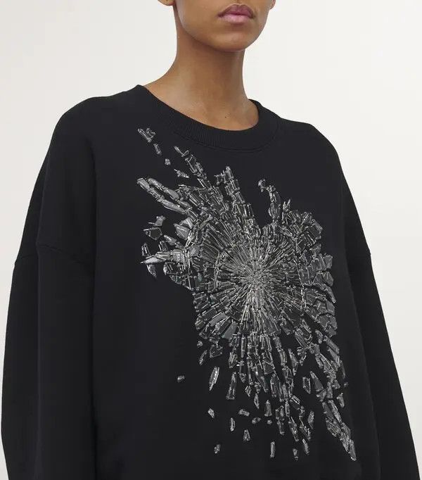 Alexander McQueen o1srvl11e0326 Smashed Screen Embroidered Sweater Black/White Size L / US 10 / IT 46 - 6 Thumbnail