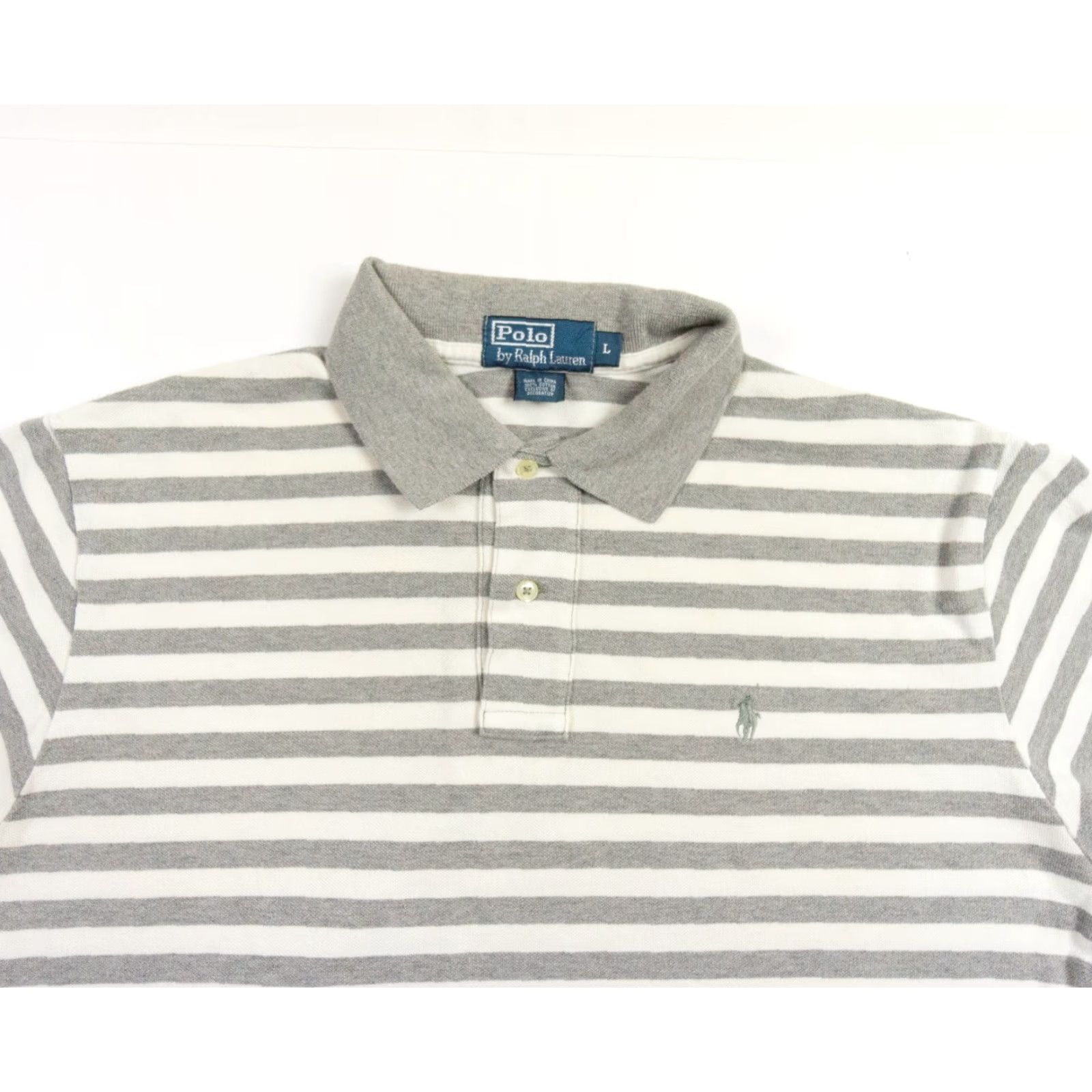 Polo Ralph Lauren Polo Ralph Lauren Men's Large Gray Striped Short Sleeve Polo Shirt Casual Preppy Size US L / EU 52-54 / 3 - 2 Thumbnail