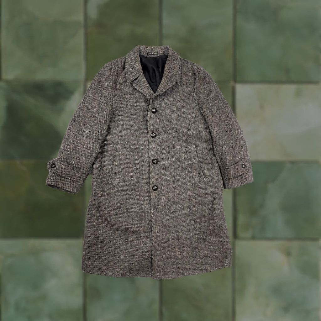 Harris Tweed VINTAGE Harris Tweed England Overcoat Gray Scottish Wool herringbone Coat Jacket 80s Men L Winter Fall Wool Tweed Long 103 cm 70 cm 58 cm Size US L / EU 52-54 / 3 - 1 Thumbnail