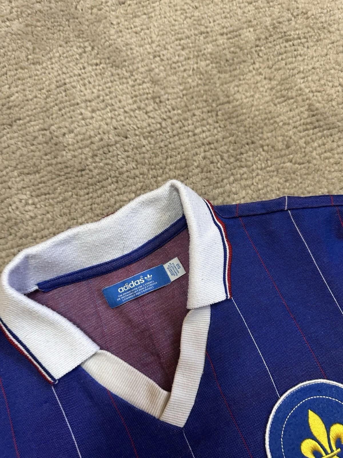Adidas 1982 FRANCE #10 PLATINI RETRO FOOTBALL SHIRT SOCCER JERSEY Size US M / EU 48-50 / 2 - 5 Thumbnail