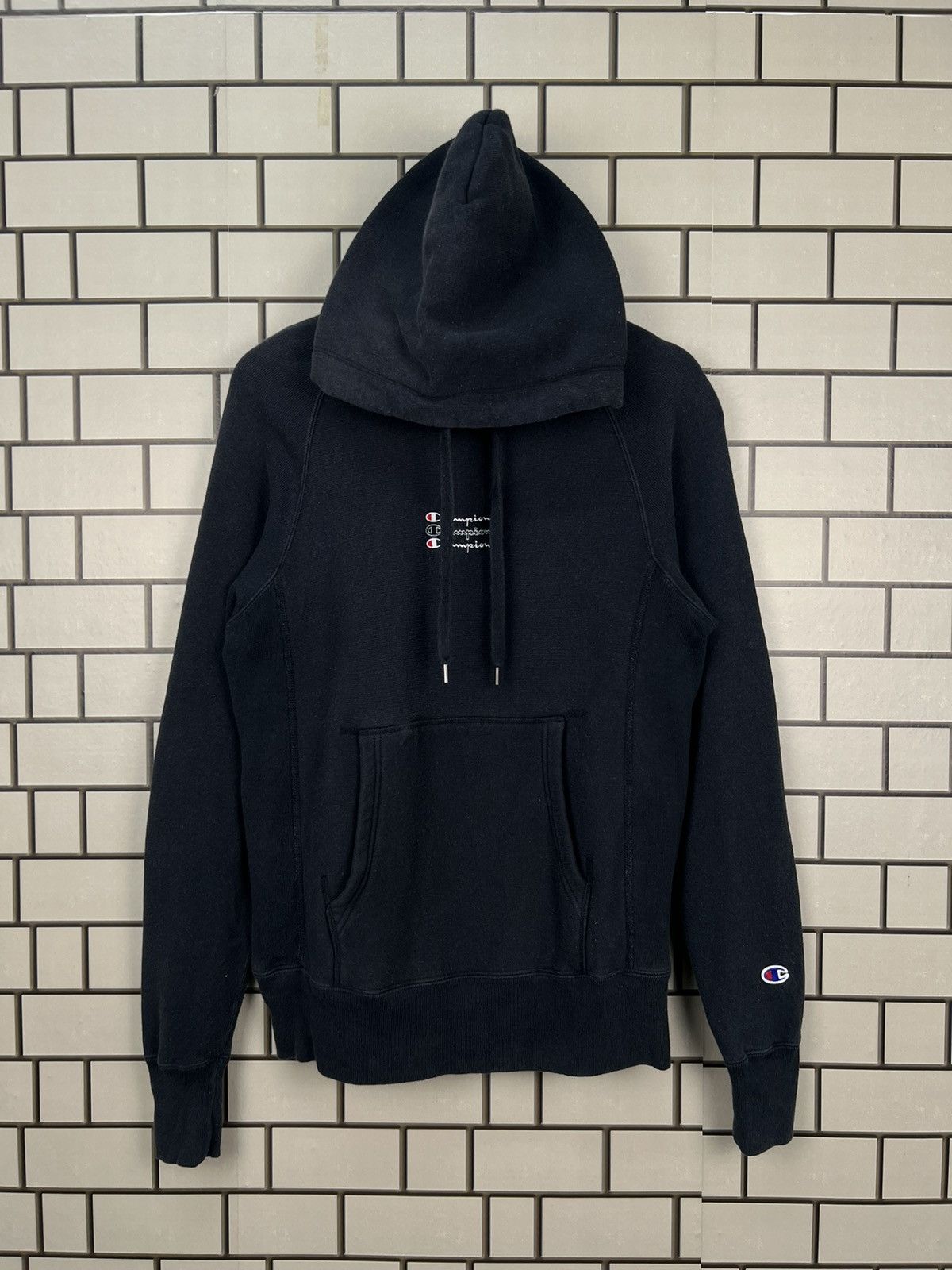 Champion × Vintage Champion Reverse Weave Small Spell Out Centre Hooded Jacket Size US S / EU 44-46 / 1 - 1 Thumbnail