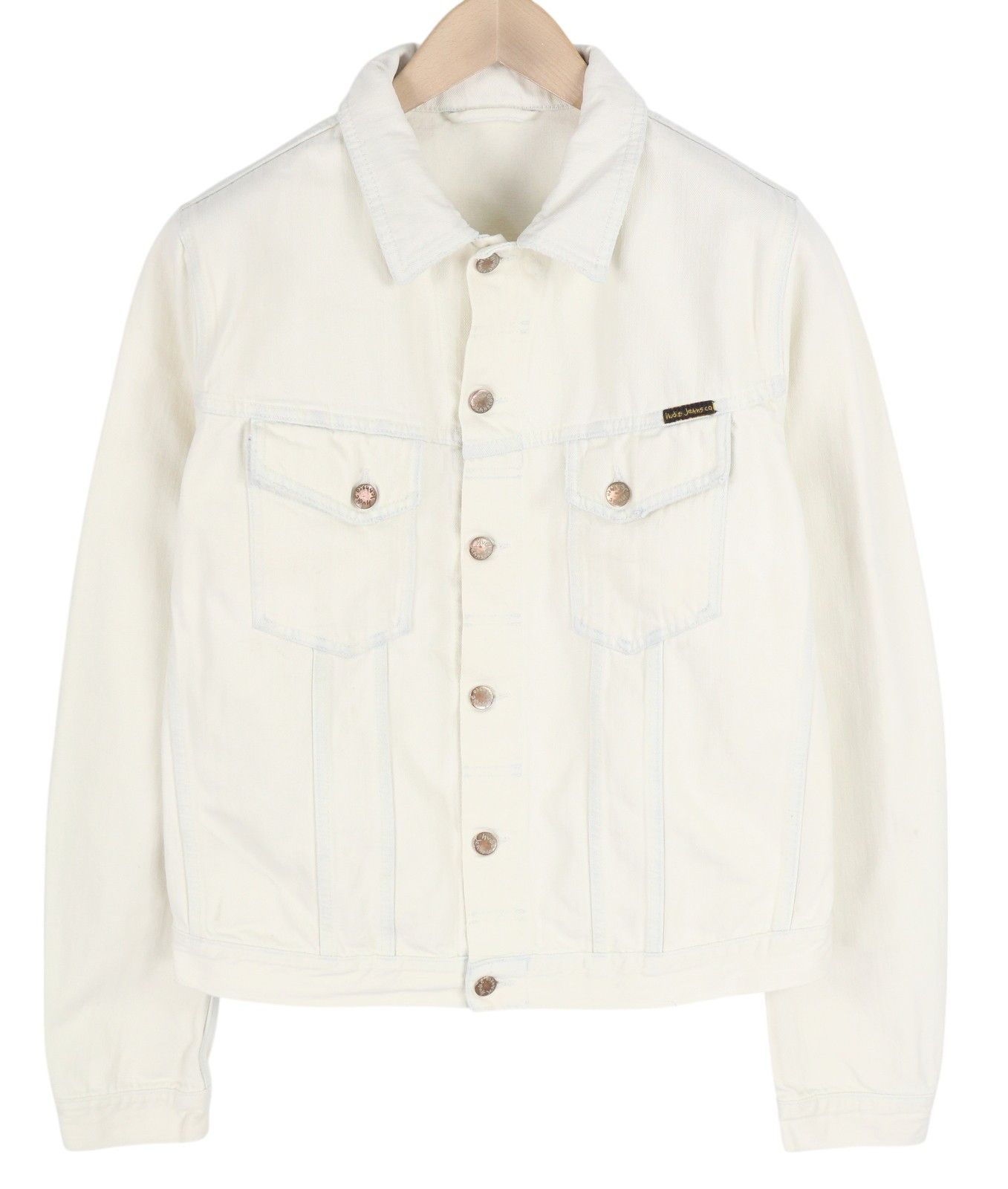 Nudie Jeans TERRY L Denim White Extreme Bleach Polo Jacket 83696 Size US L / EU 52-54 / 3 - 1 Thumbnail