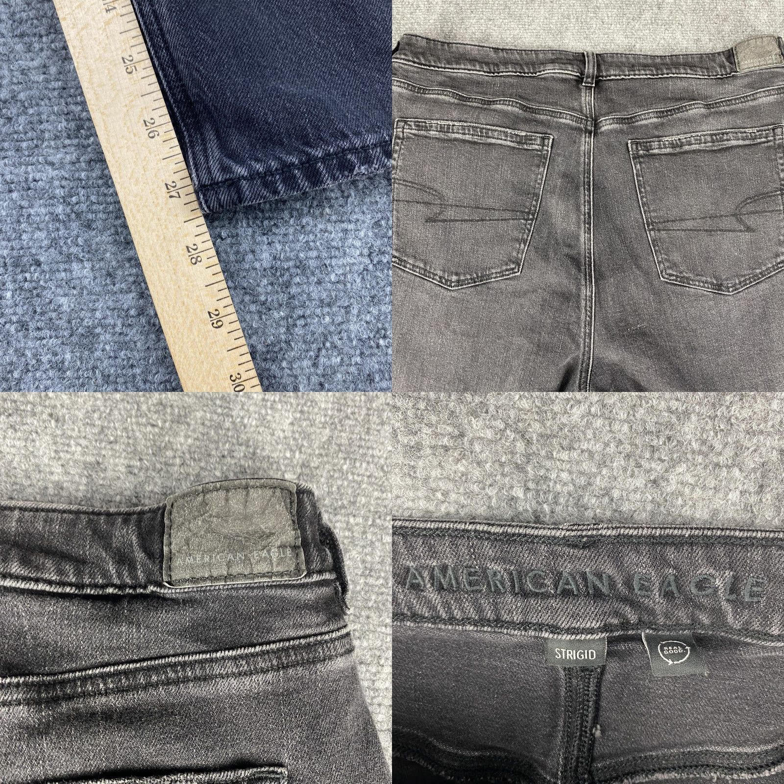 American Eagle Outfitters American Eagle Jeans Womens 18 Black Denim Distressed Ripped Strigid Real Good Size 40" / US 18 - 8 Thumbnail