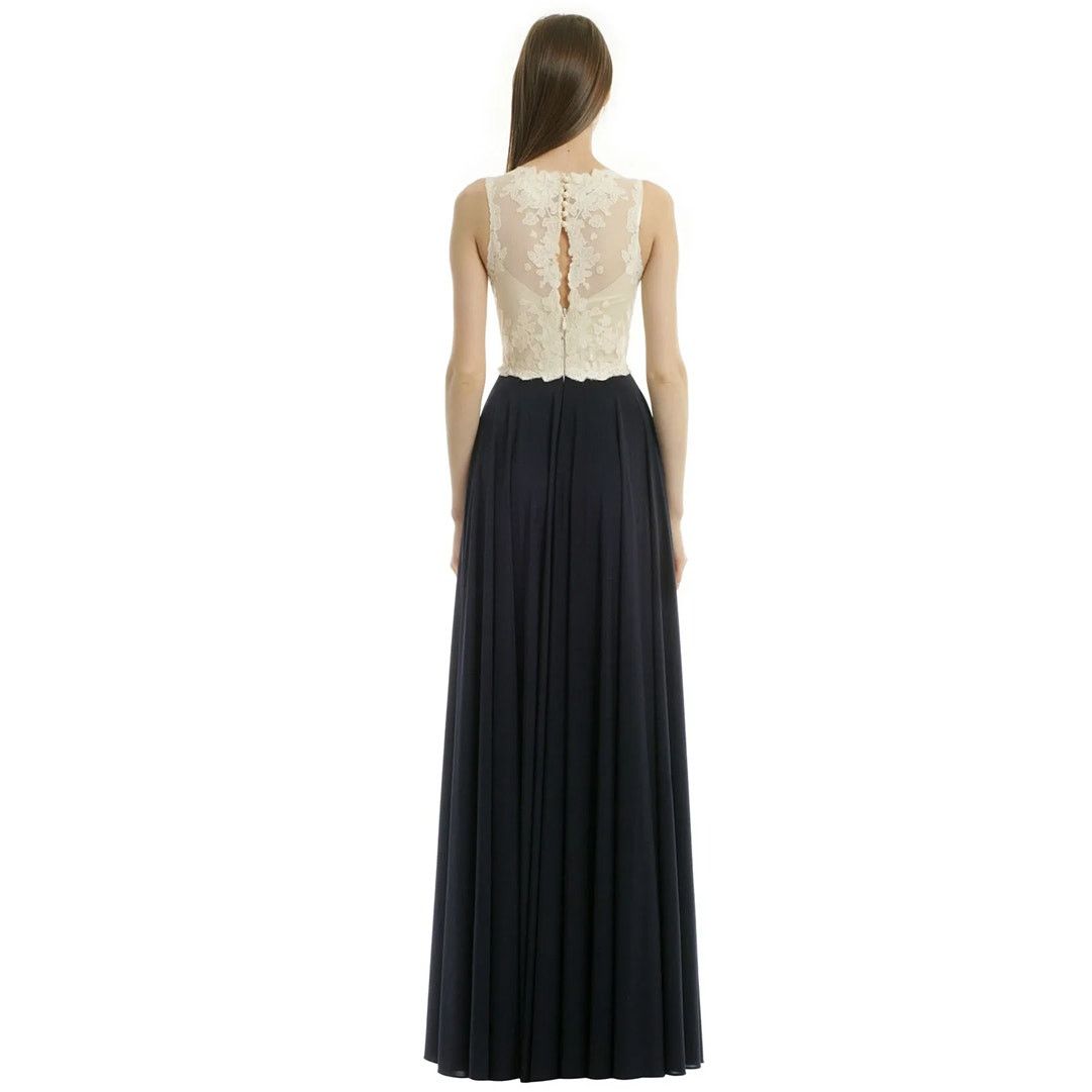 Other Catherine Deane Off-White Lace Top Navy Bottom Trixie Gown Size M / US 6-8 / IT 42-44 - 2 Thumbnail