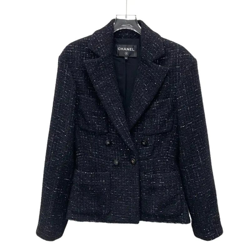 Chanel Chanel Wool Black Women's Jacket 0089 Size XXS / US 00 / IT 34 - 1 Thumbnail