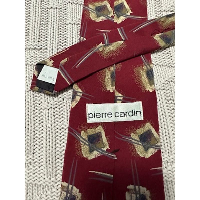 Pierre Cardin Pierre Cardin 80s maroon geometric silk tie Size ONE SIZE - 2 Thumbnail
