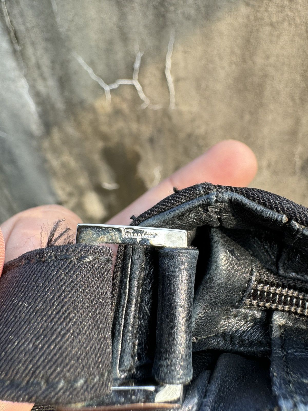 Designer × Salvatore Ferragamo × Vintage Salvatore Ferragamo Black Canvas Leather ChainShoulder Bag Size ONE SIZE - 5 Thumbnail