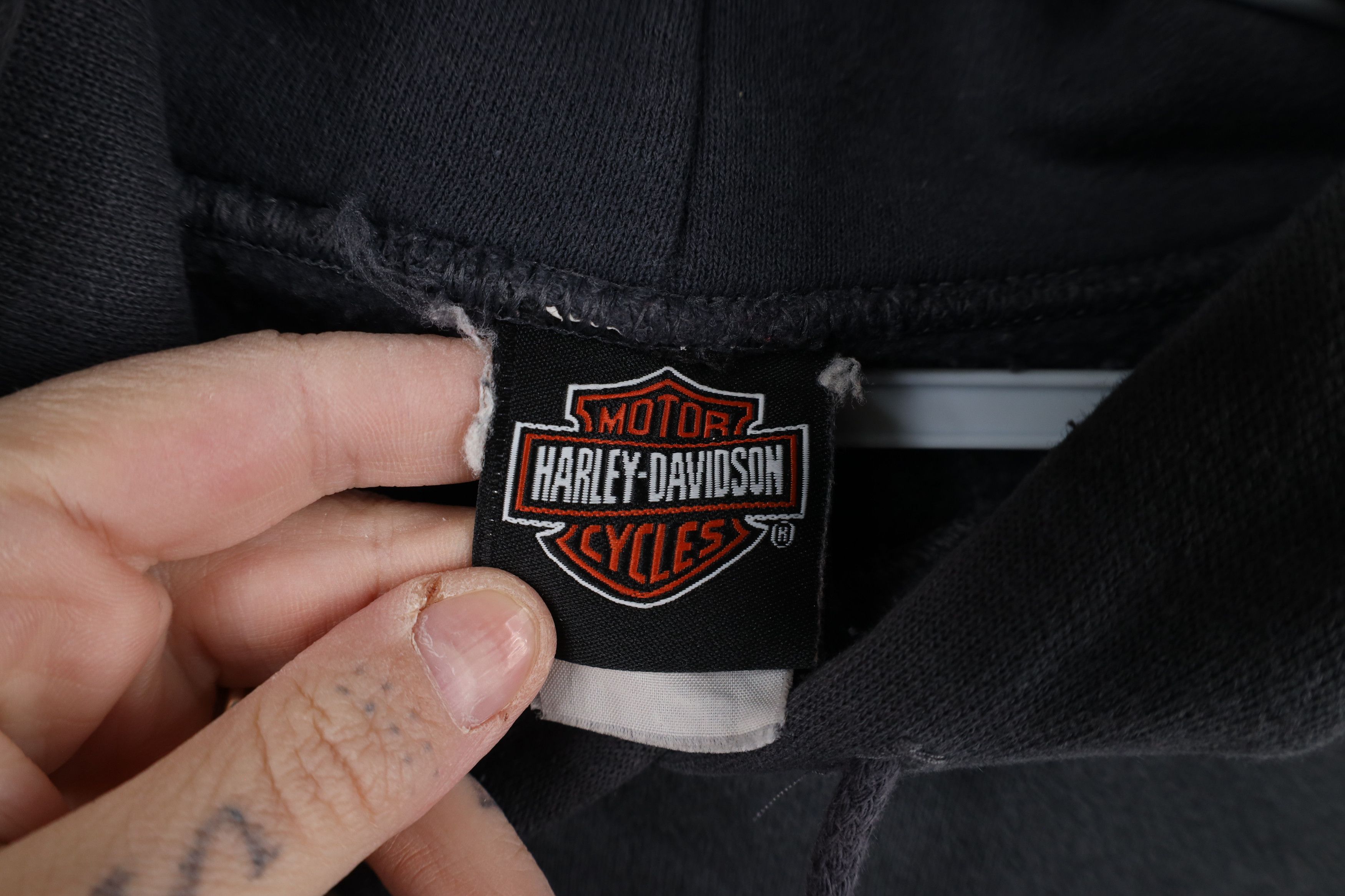 Harley Davidson × Vintage Vintage Y2K Harley Davidson Spell Out Hoodie Sweatshirt Gray Size US XL / EU 56 / 4 - 5 Thumbnail